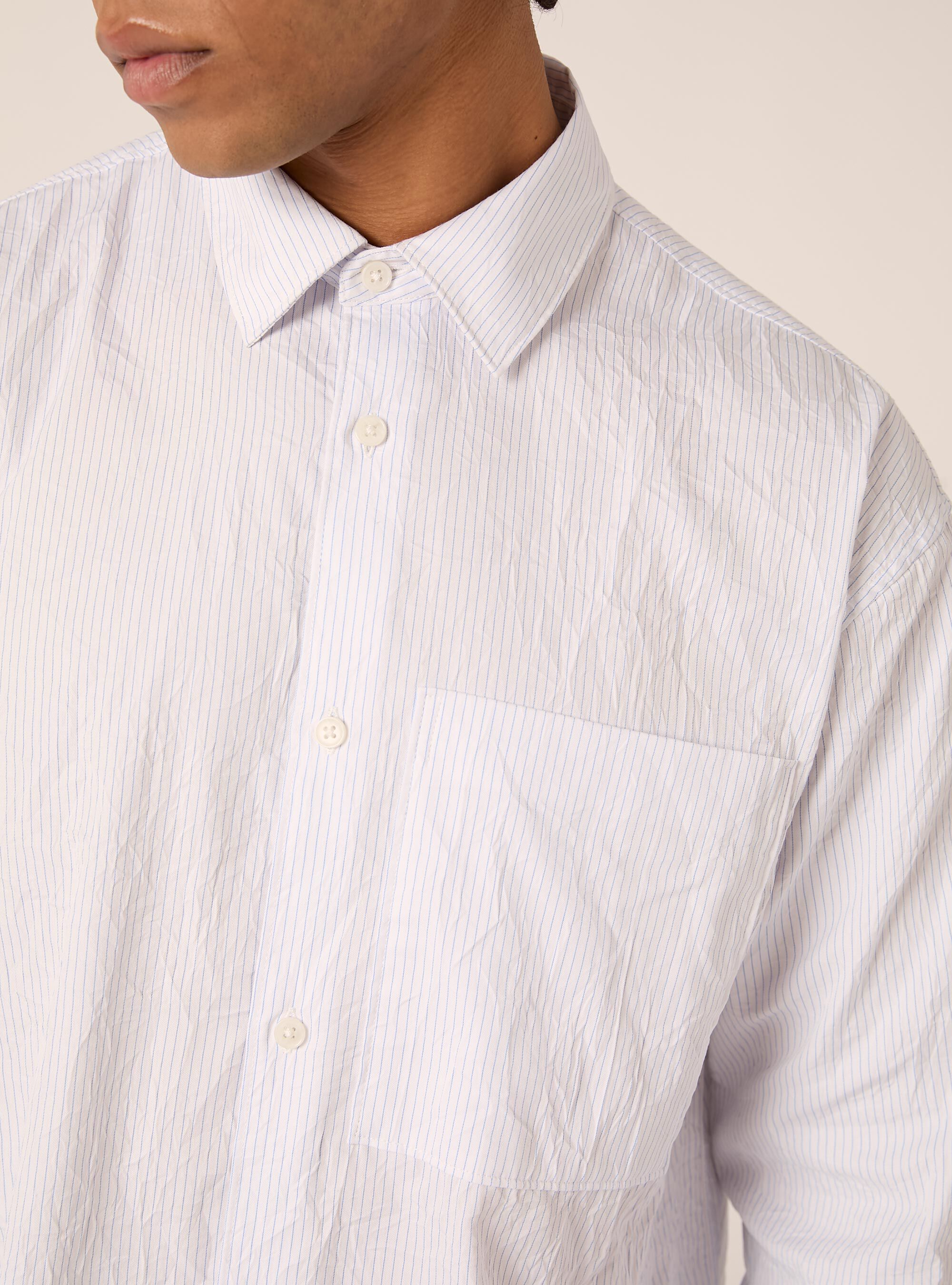 Boxy fit shirt with a crinkled effect and stripes, WH2 WHITE