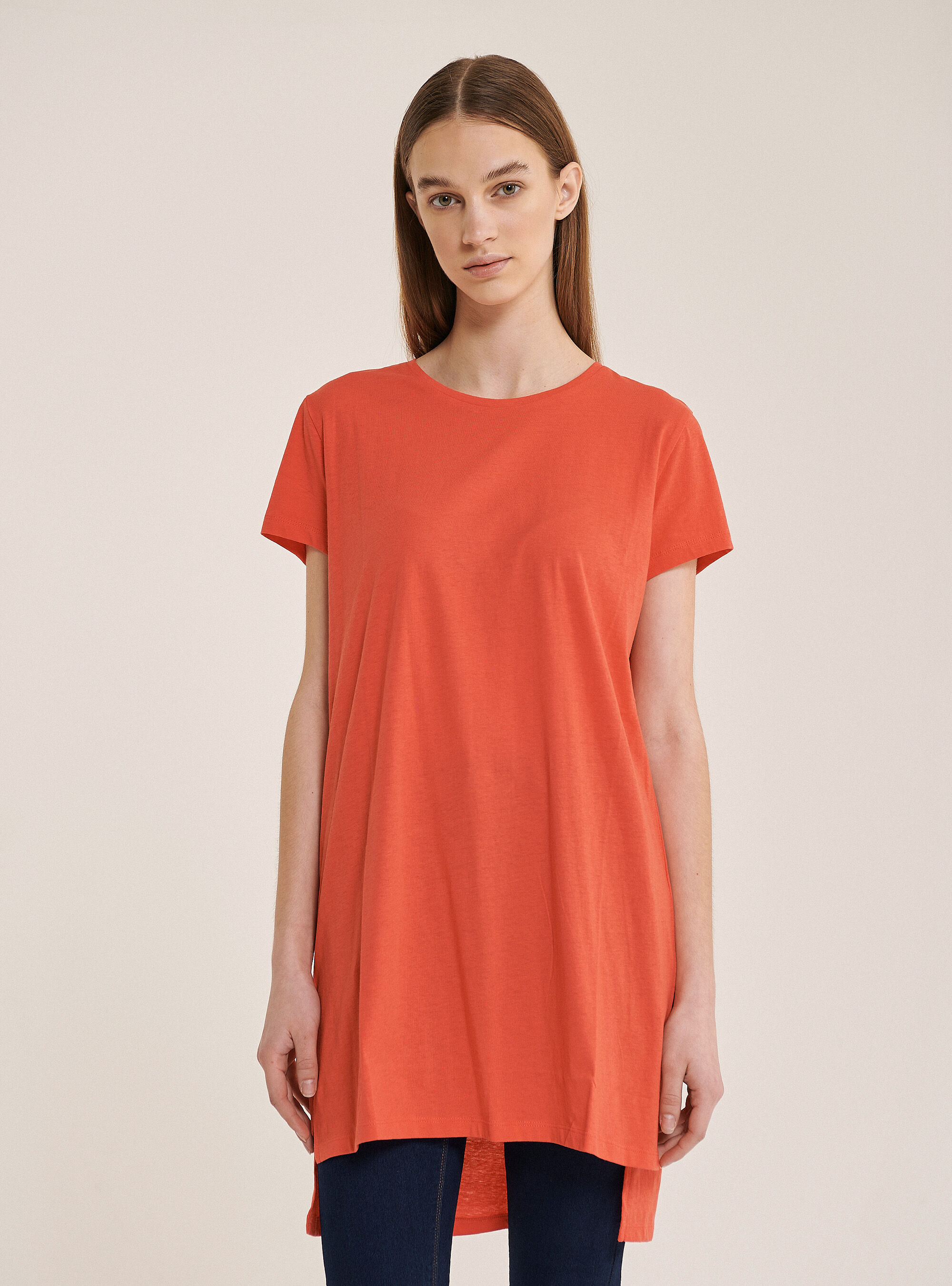 Einfarbigen oversize T-shirt aus Baumwolle, C3400 CORAL