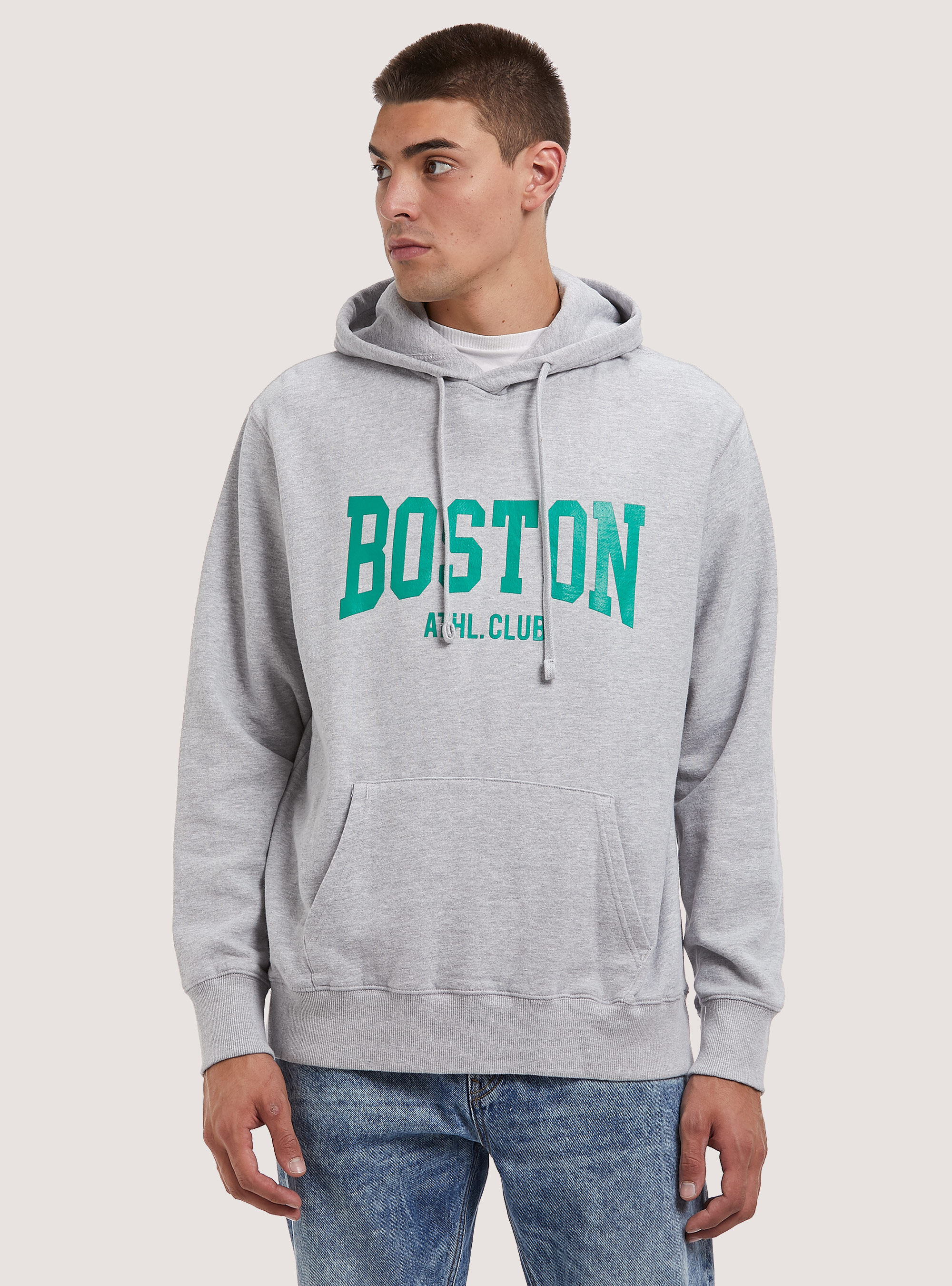 College Print Hoodie, MGY2 GREY MEL MEDIUM