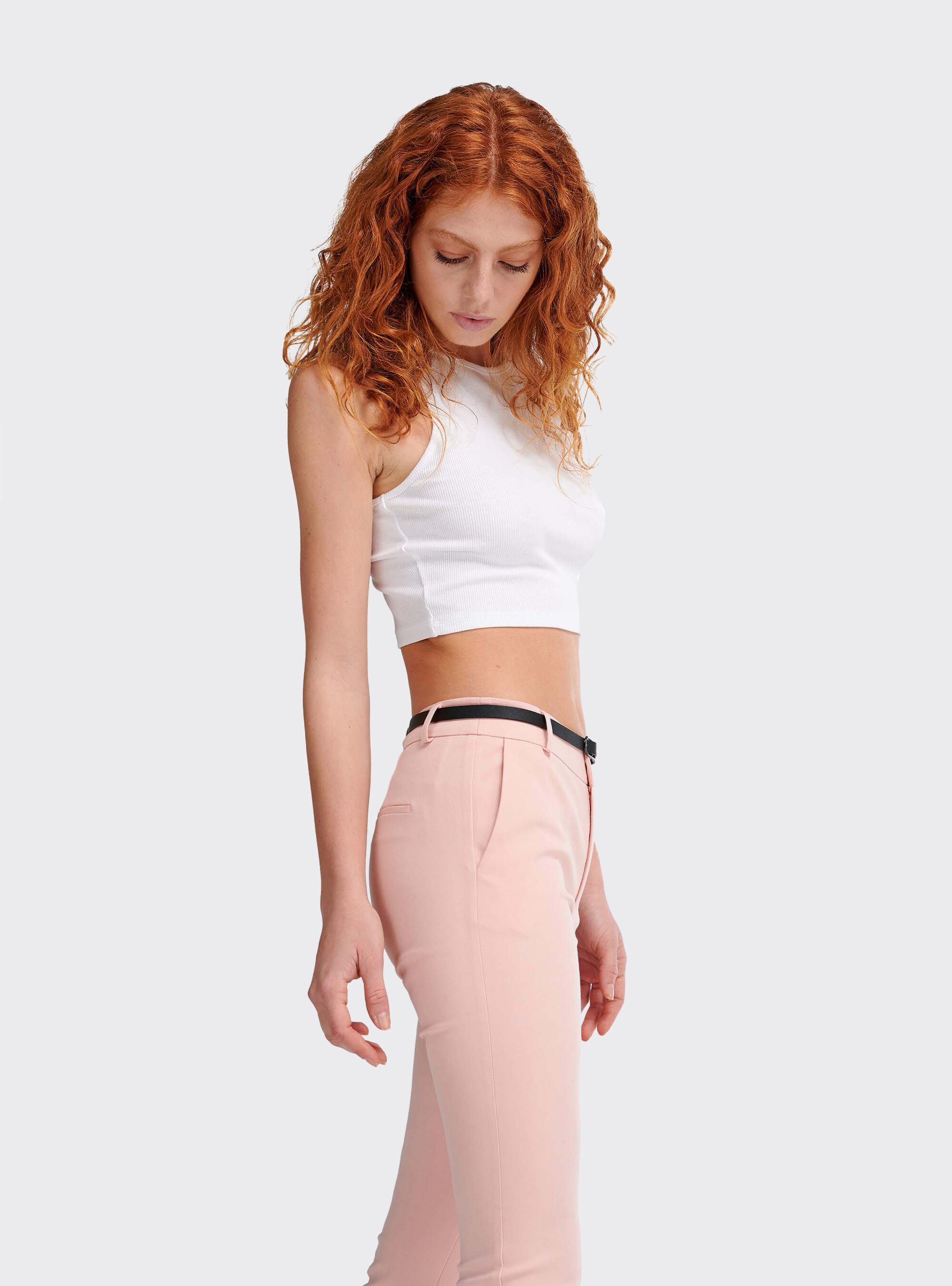Cropped top in cotone elasticizzato con scollo americano