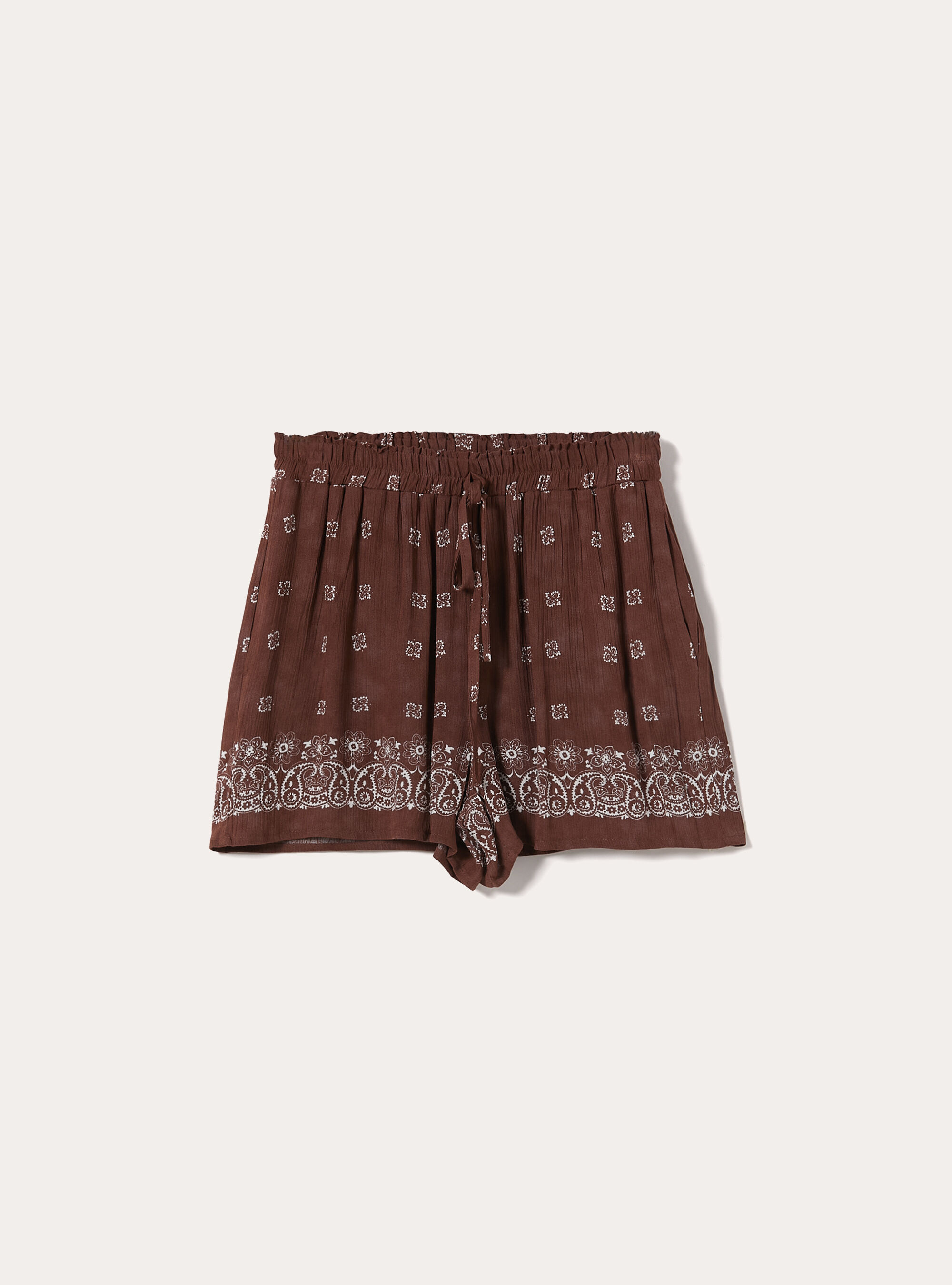 Shorts con stampa paisely, MARRONE MEDIO