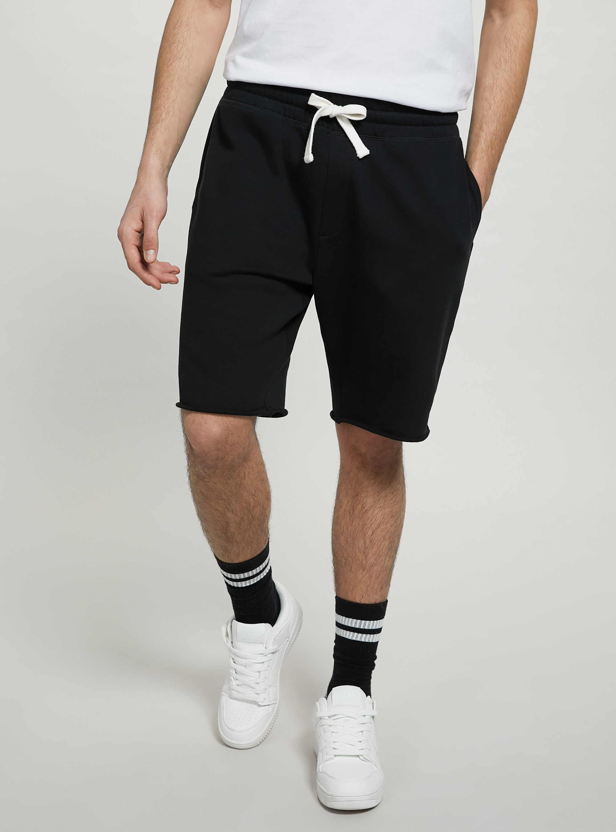 Cotton jogger bermuda shorts, BK1 BLACK