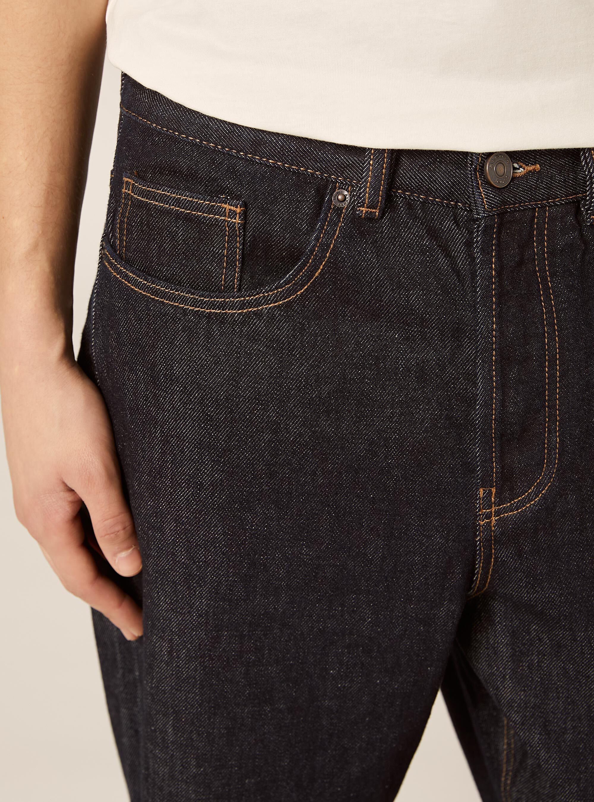 Pantaloni straight fit in denim, D001 DEEP BLUE