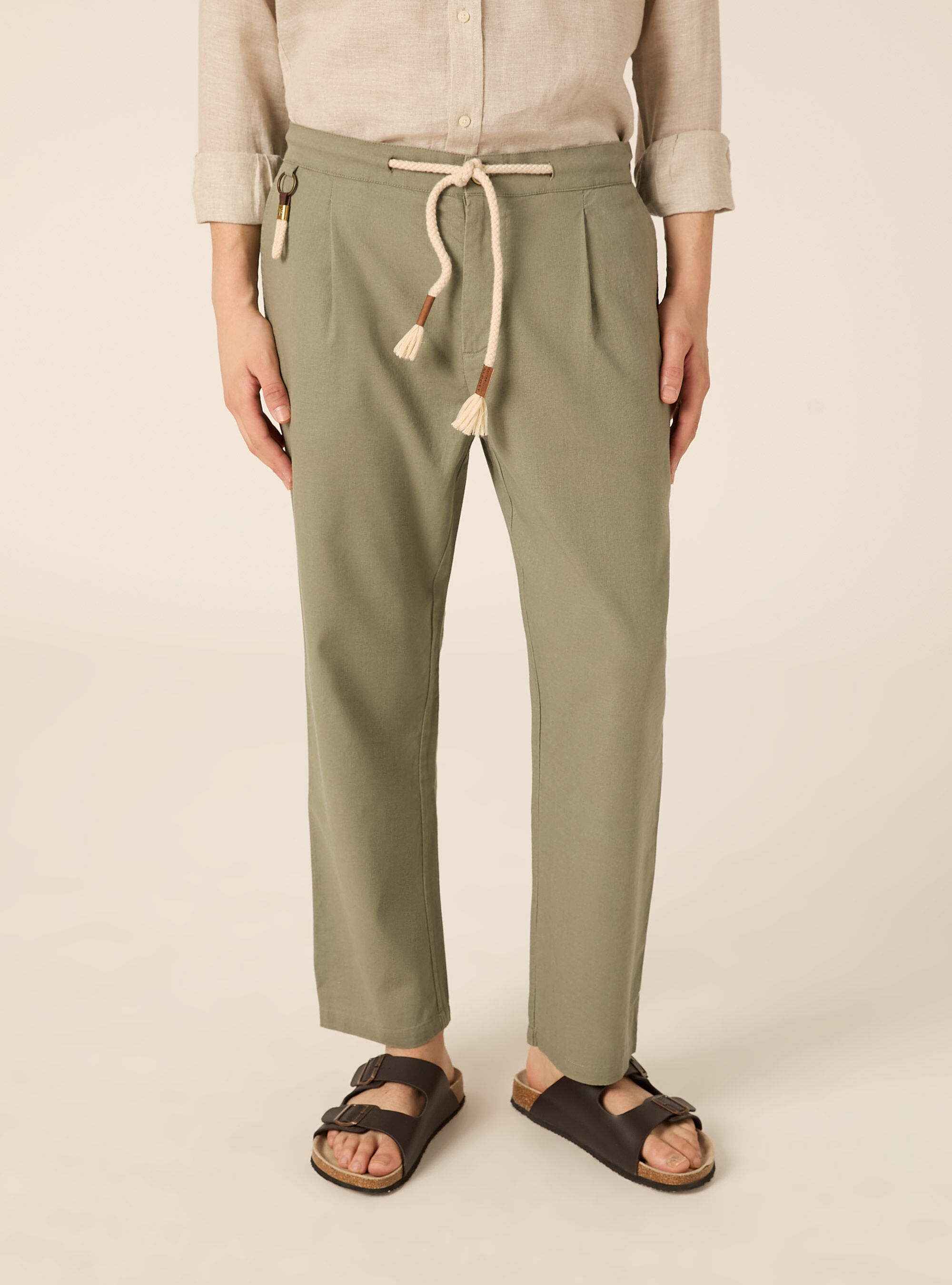 Pantaloni misto lino con coulisse