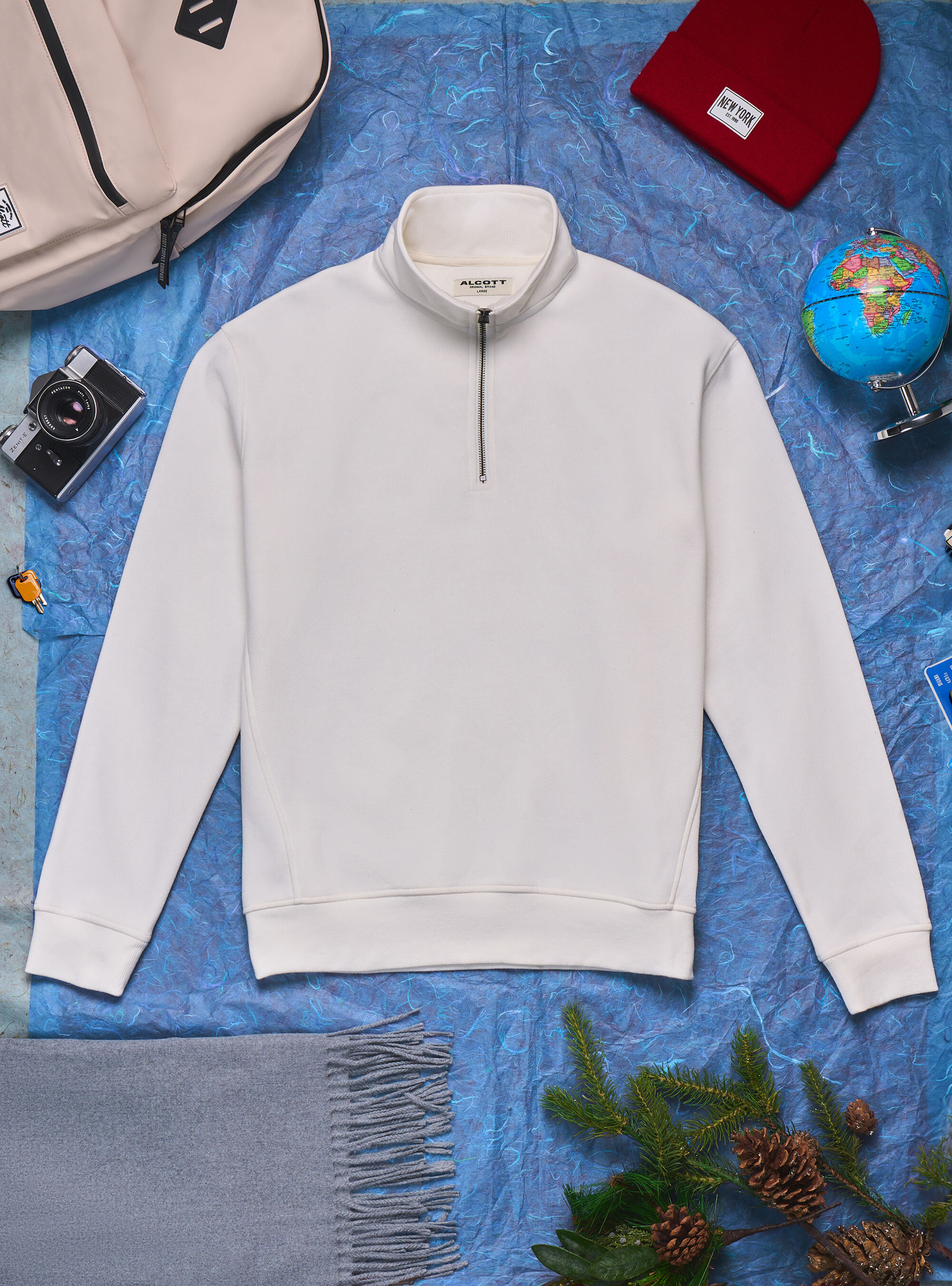 Plain coloured half neck sweatshirt Alcott Men s Sweatshirts