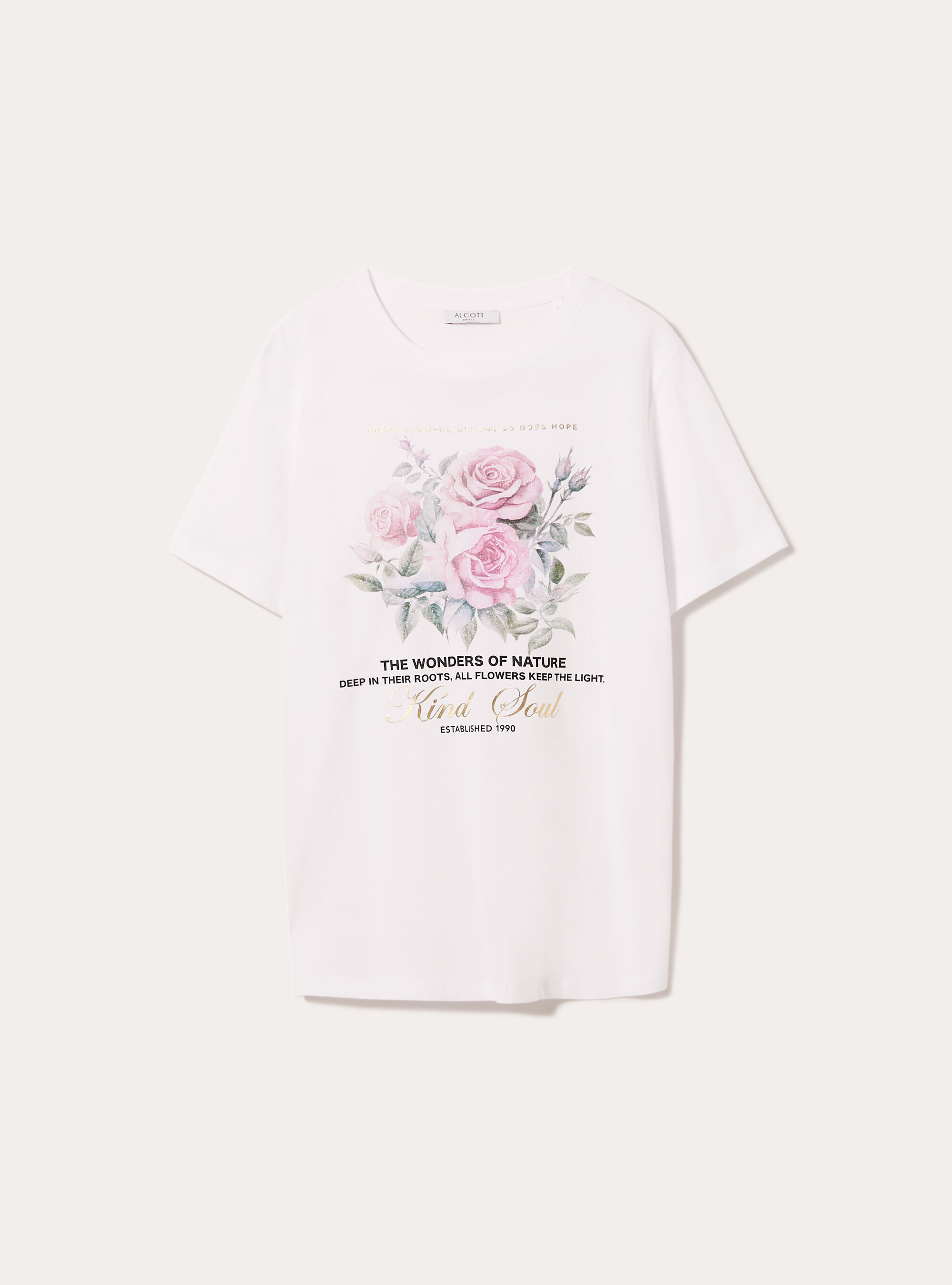 Metallic print t-shirt, WH3 WHITE