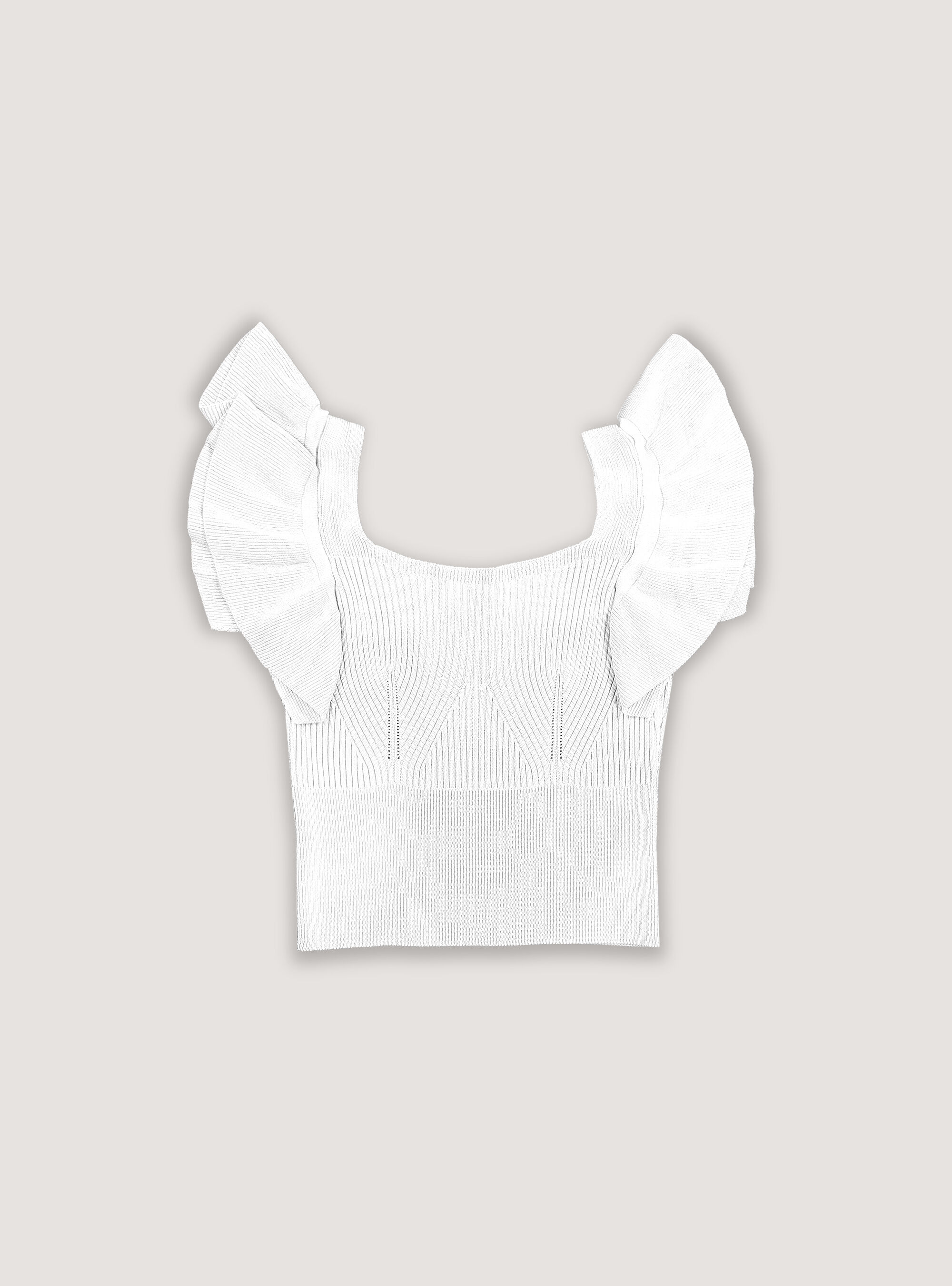 Top cropped con rouches, WH1 OFF WHITE