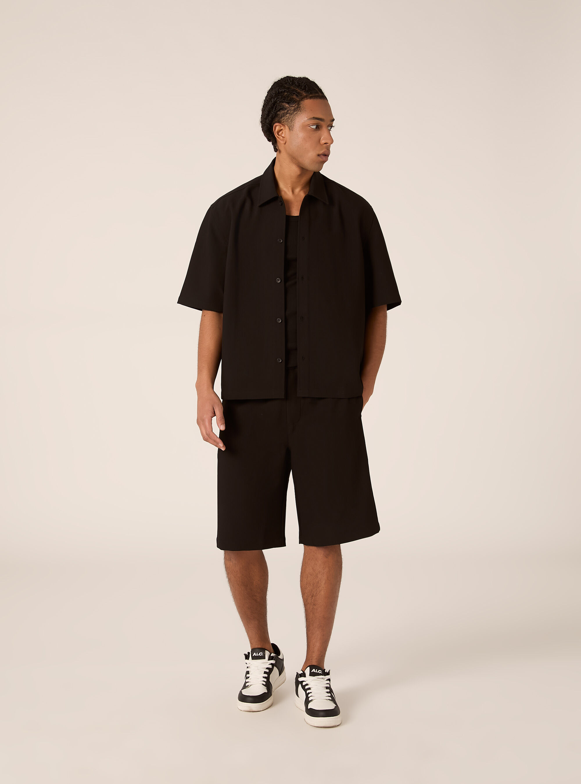 Chemise coupe boxy en twill, BK1 BLACK