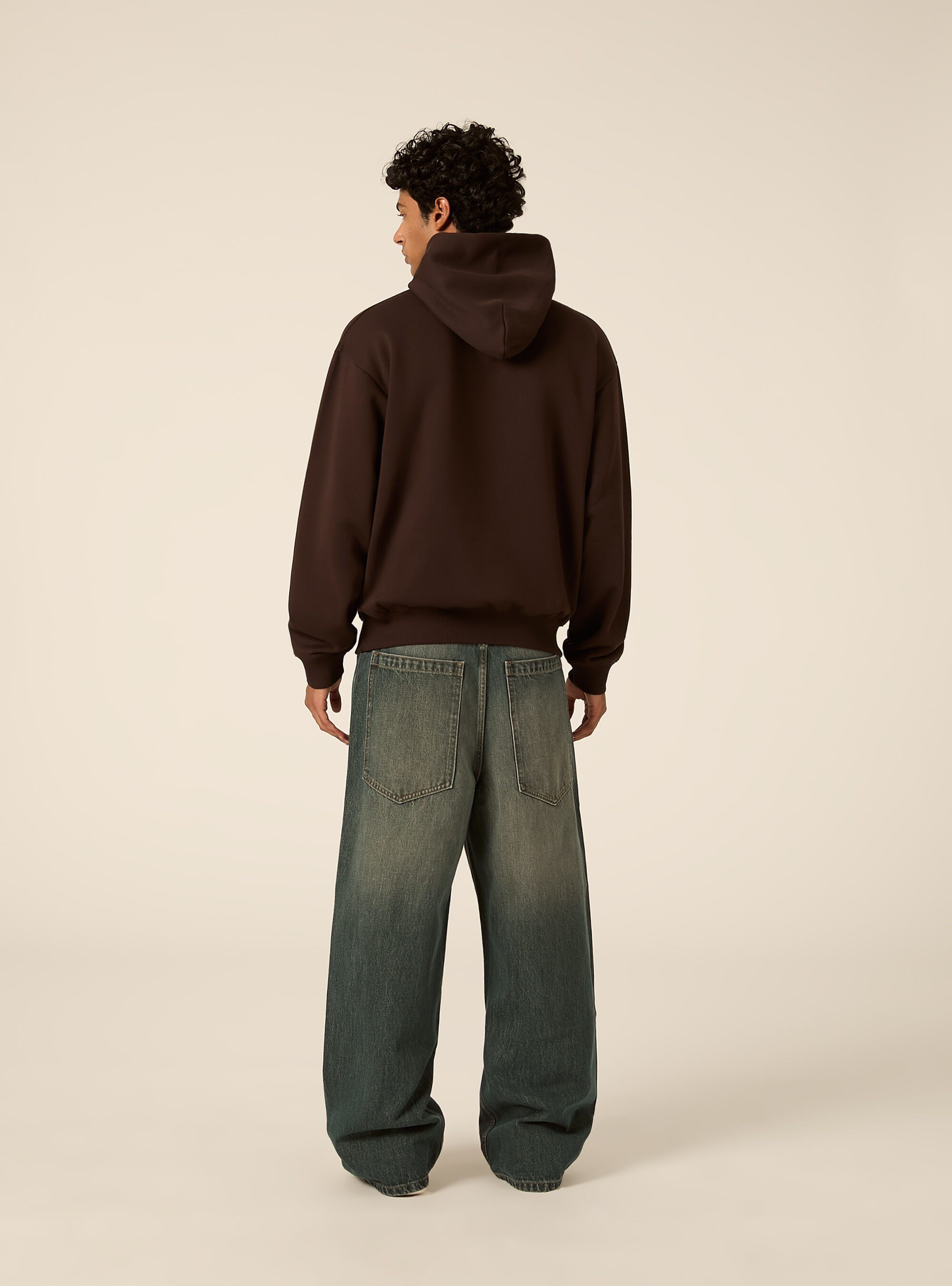Felpa con cappuccio boxy fit, BR1 BROWN DARK