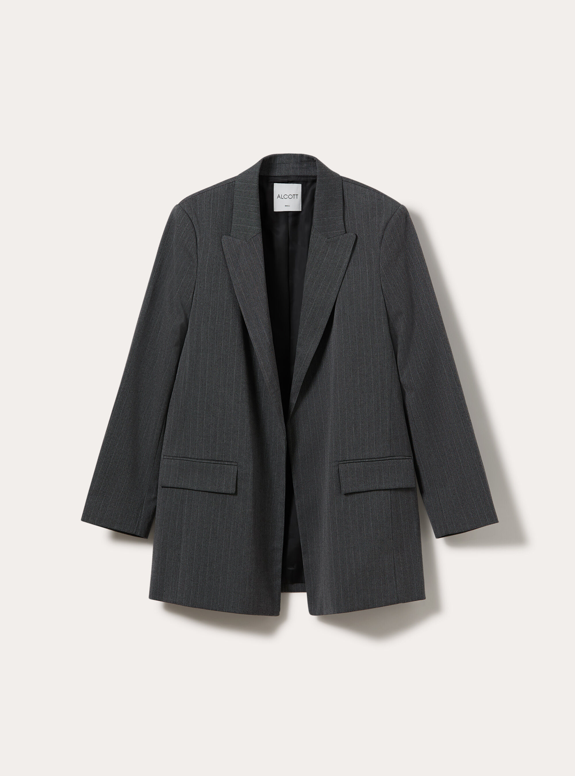 Long tailored blazer with micro pattern, MGY1 GREY MEL DARK