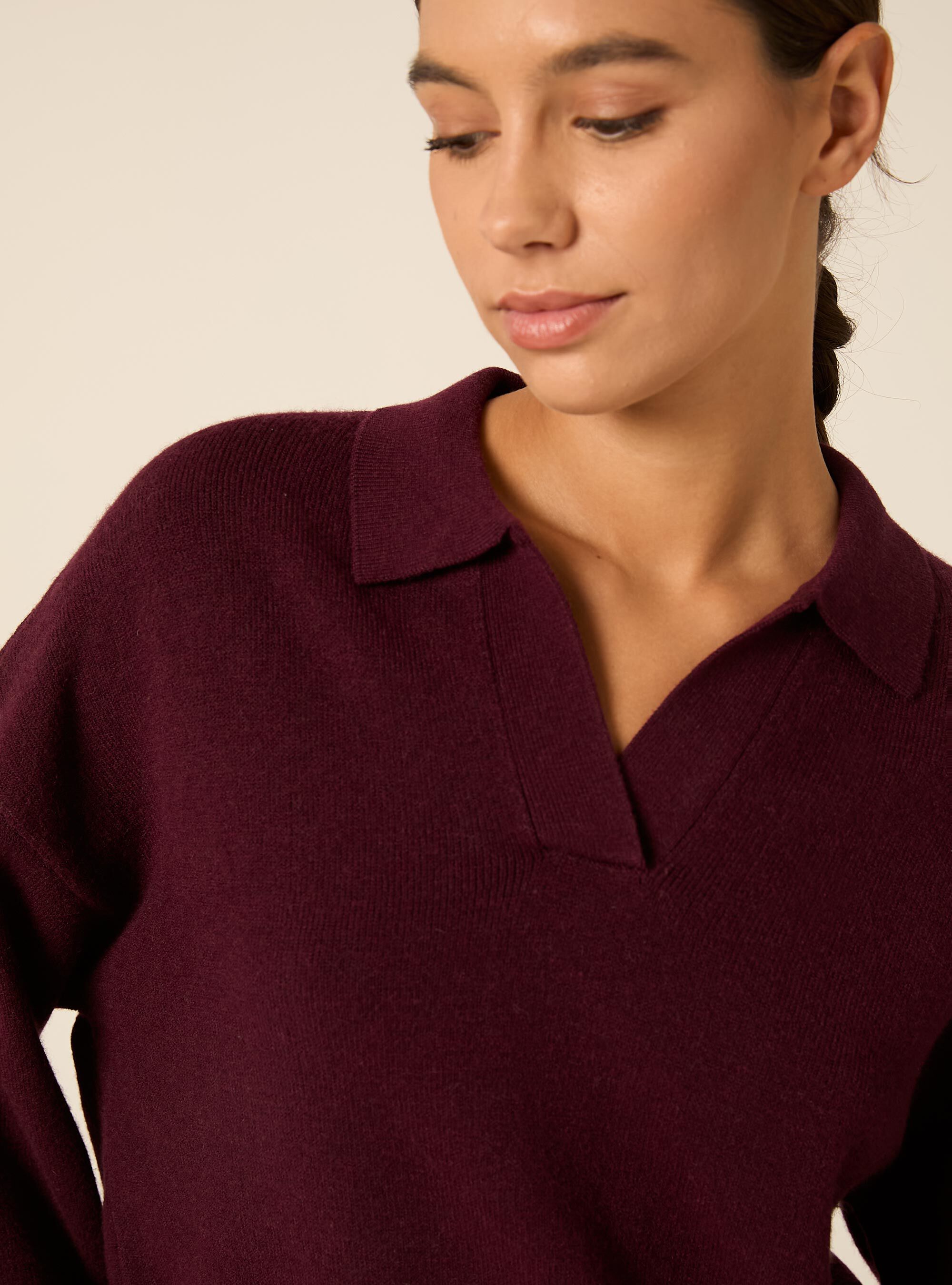 Maglia con collo a polo, BO1 BORDEAUX DARK