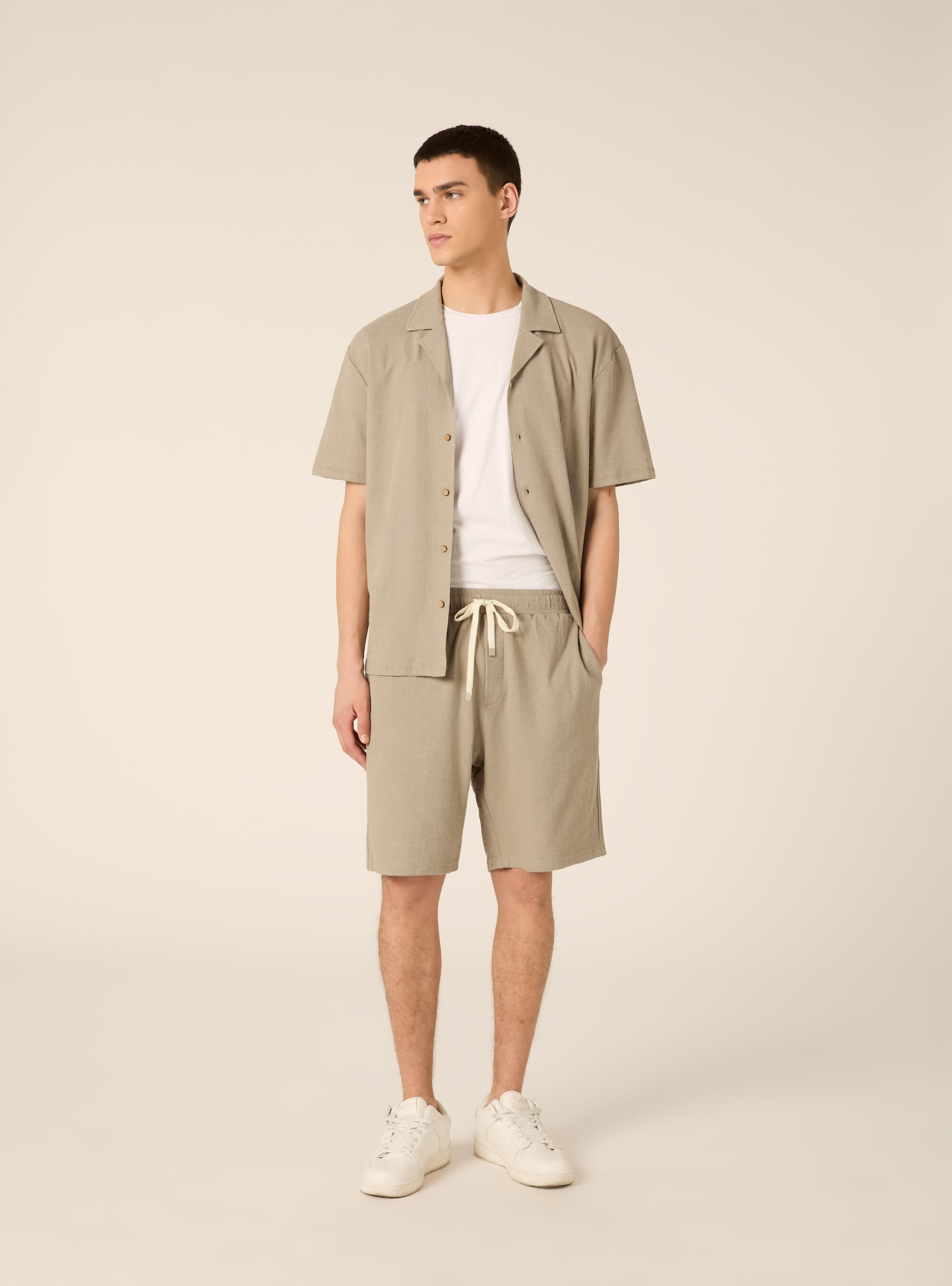 Bermuda in jersey texture regular fit, KY3 KAKY LIGHT