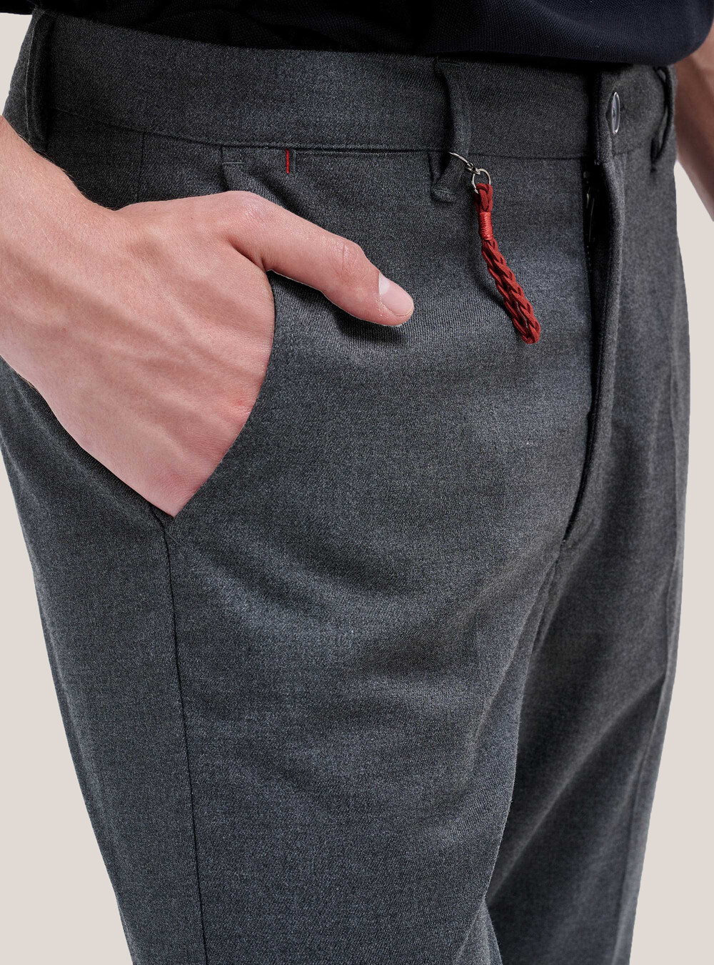 Pantalone chino Levanto blu in principe di Galles di cotone stretch Pantalone chino Levanto blu in principe di Galles di cotone stretch