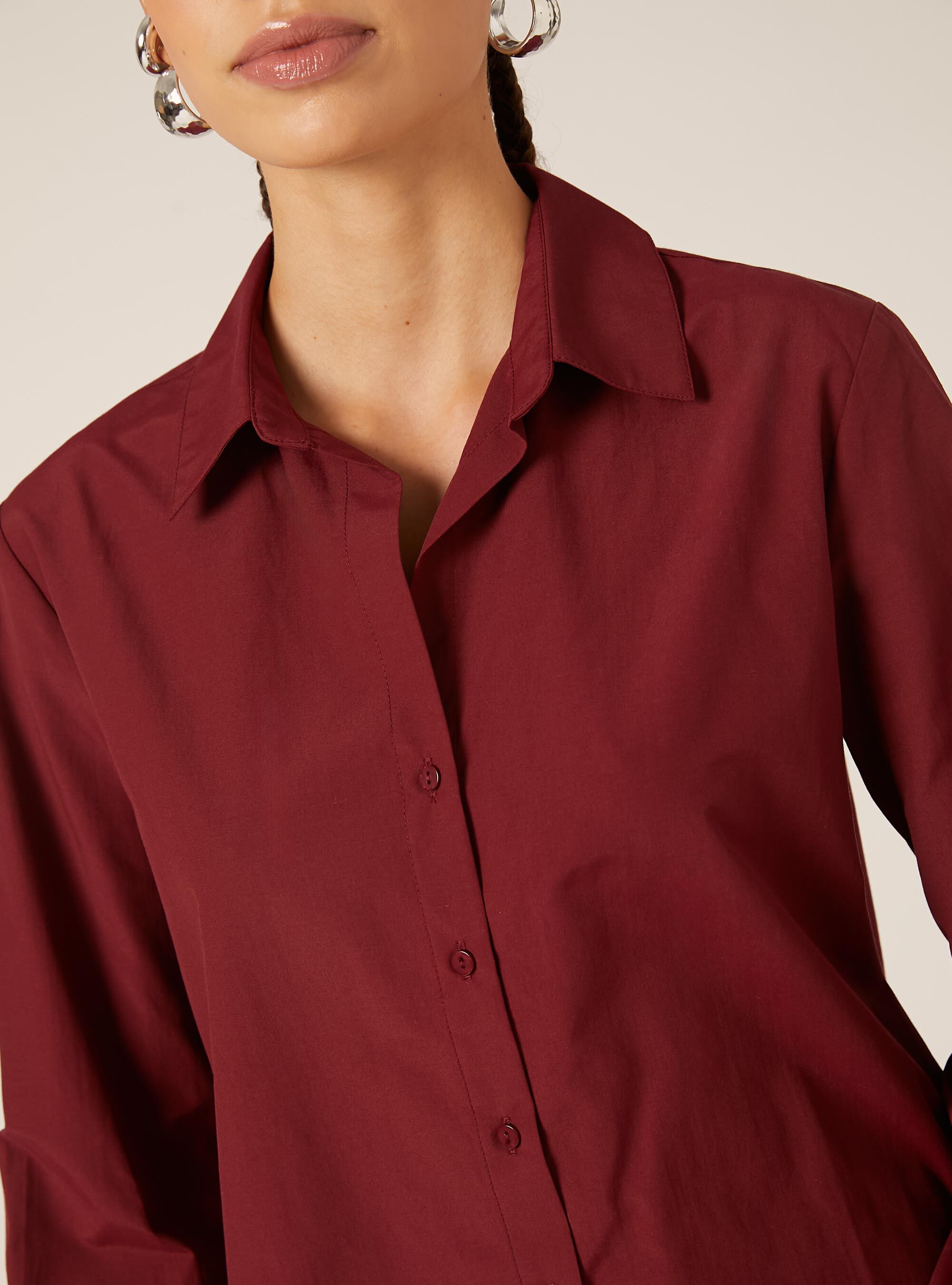 Basic-Hemd aus Popeline, BO1 BORDEAUX DARK