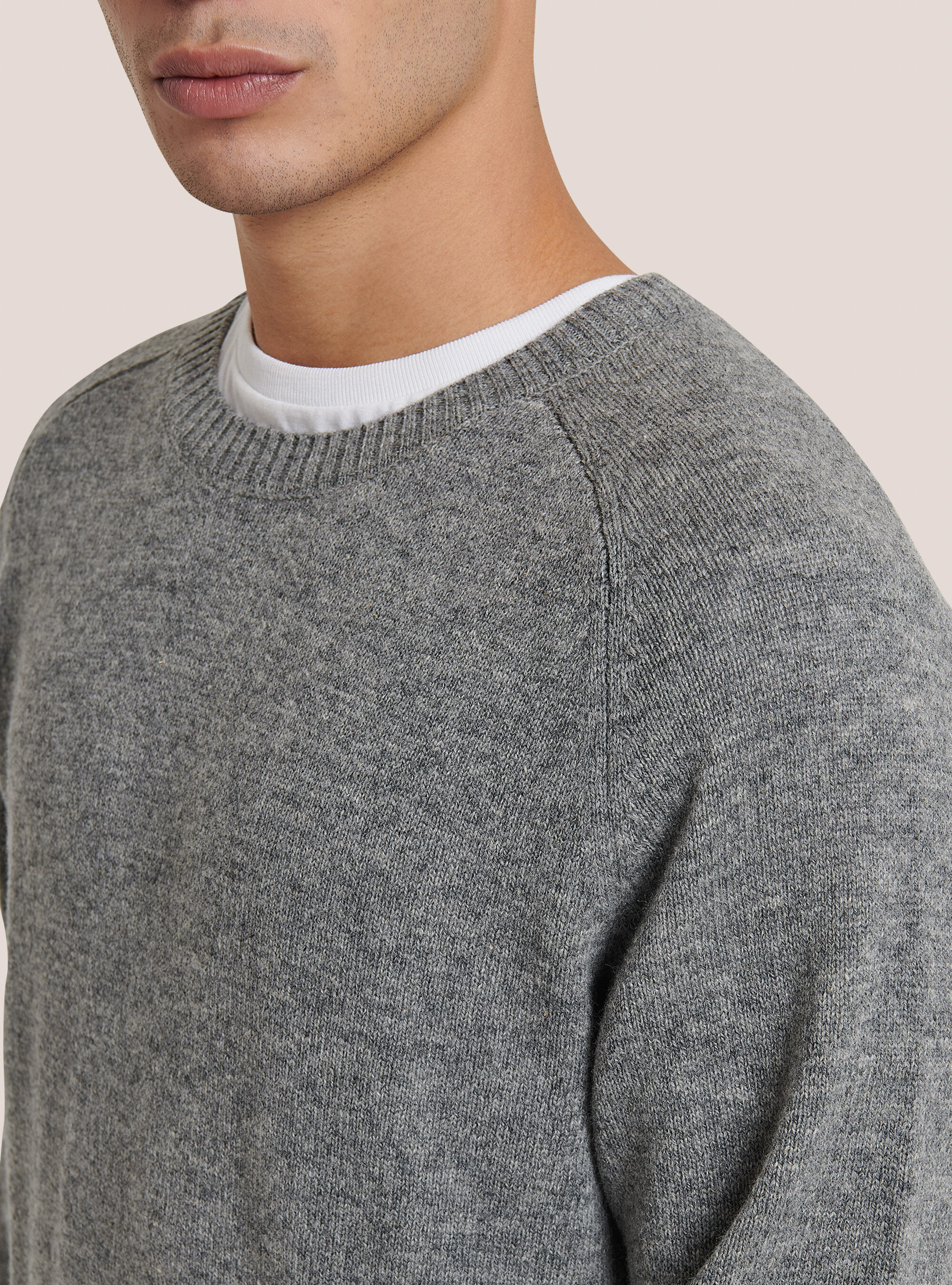 Wool blend crew-neck pullover, GREY MELANGE