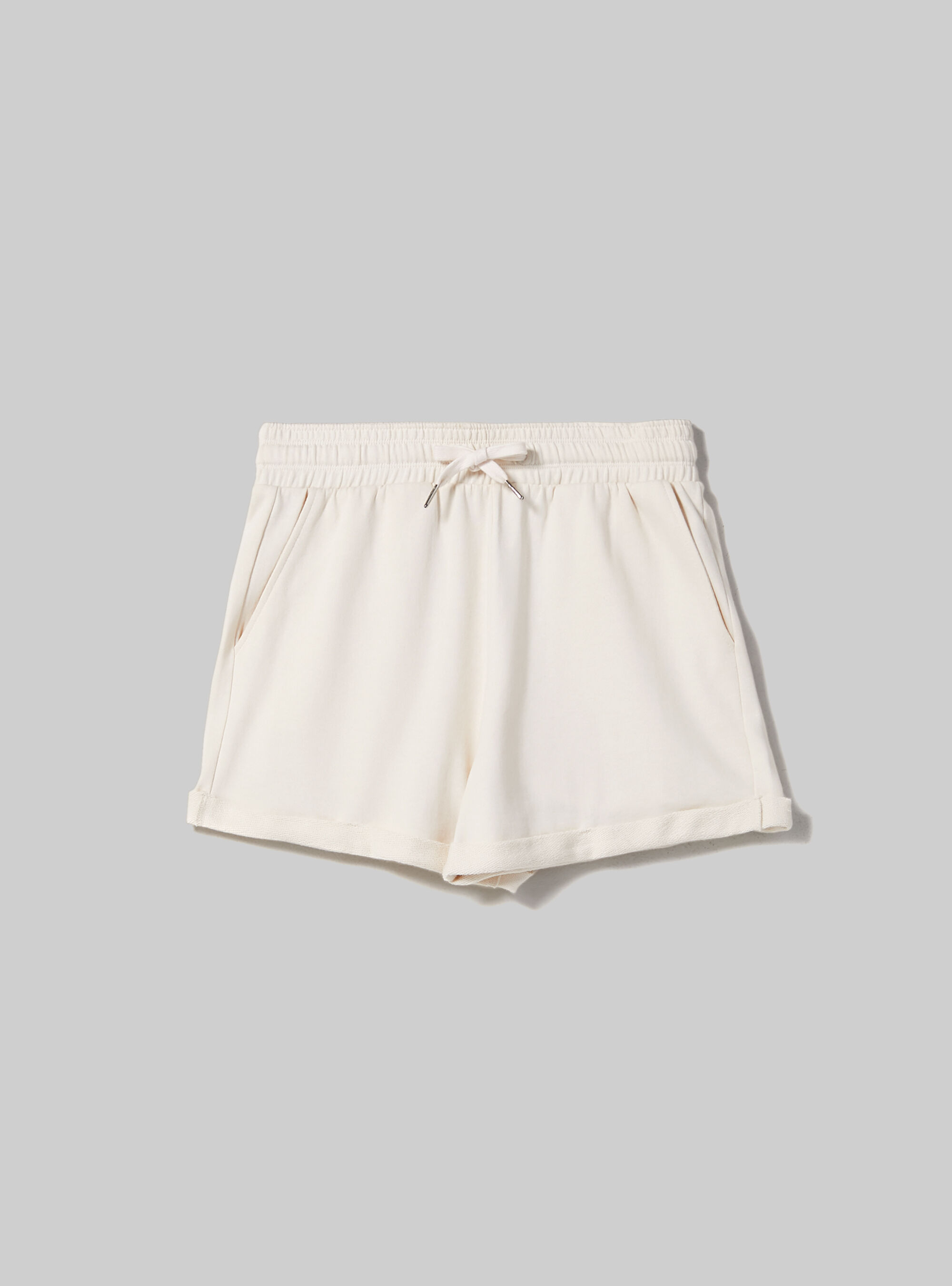 Cotton shorts with roll up and drawstring, WH1 OFF WHITE