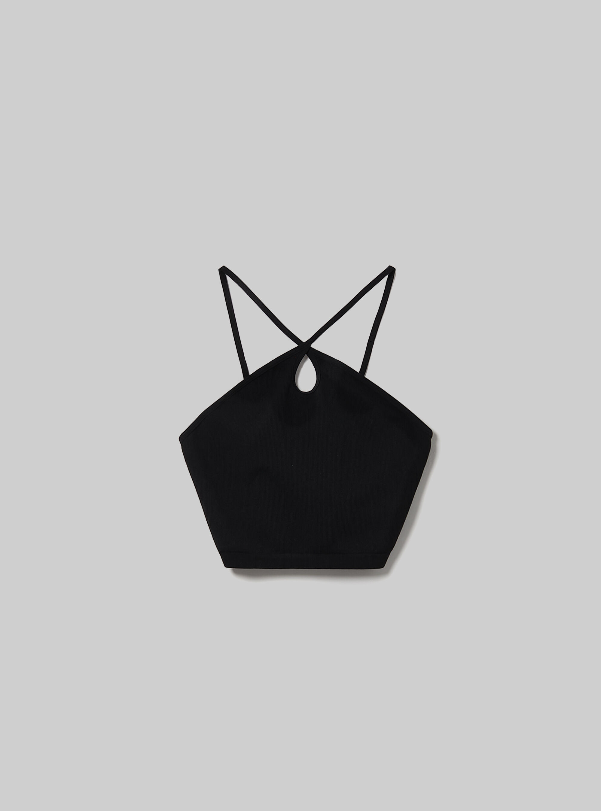Top cropped con scollo incrociato, BK1 BLACK