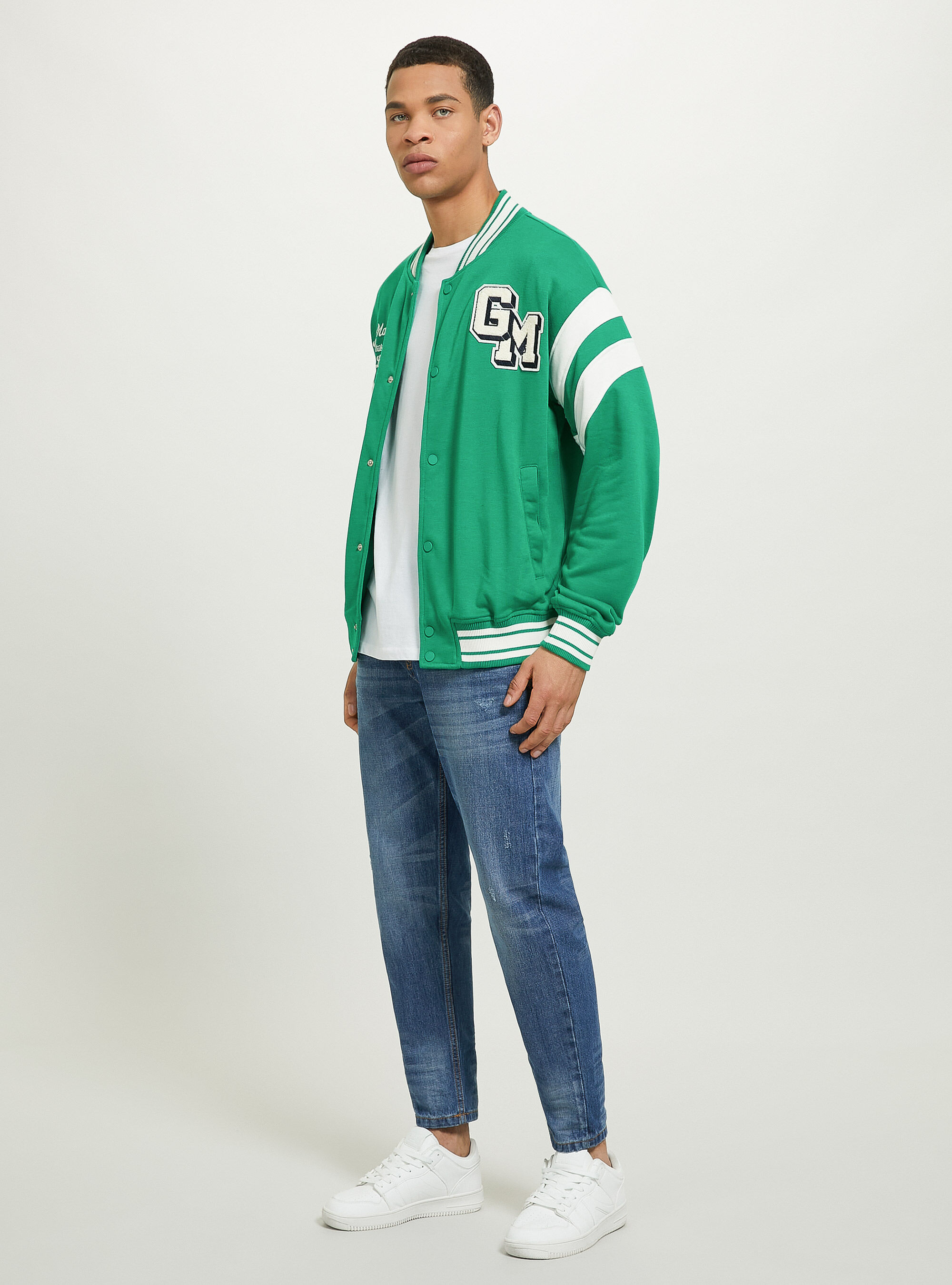 College Bomber Jacket with print, GN2 GREEN MEDIUM