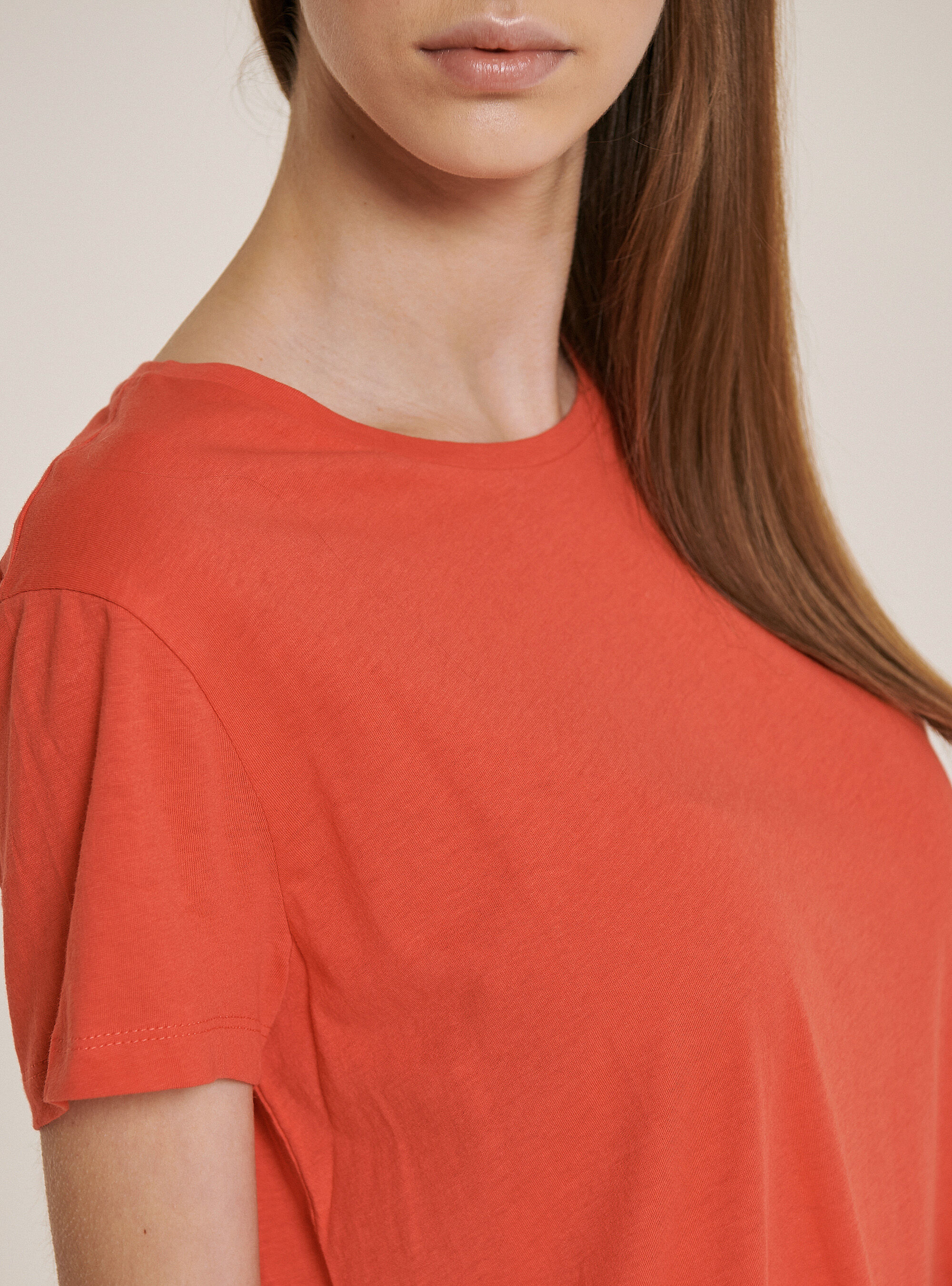 Einfarbigen oversize T-shirt aus Baumwolle, C3400 CORAL