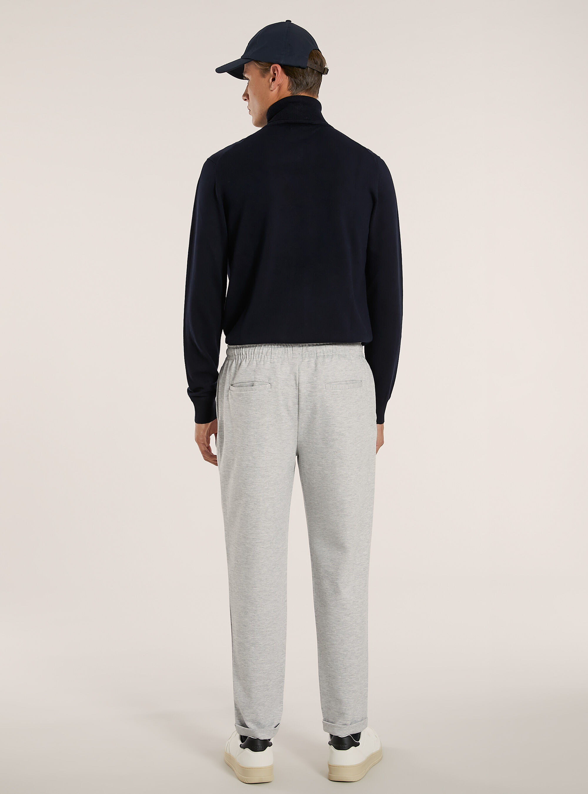 Trousers with honeycomb texture, MGY2 GREY MEL MEDIUM