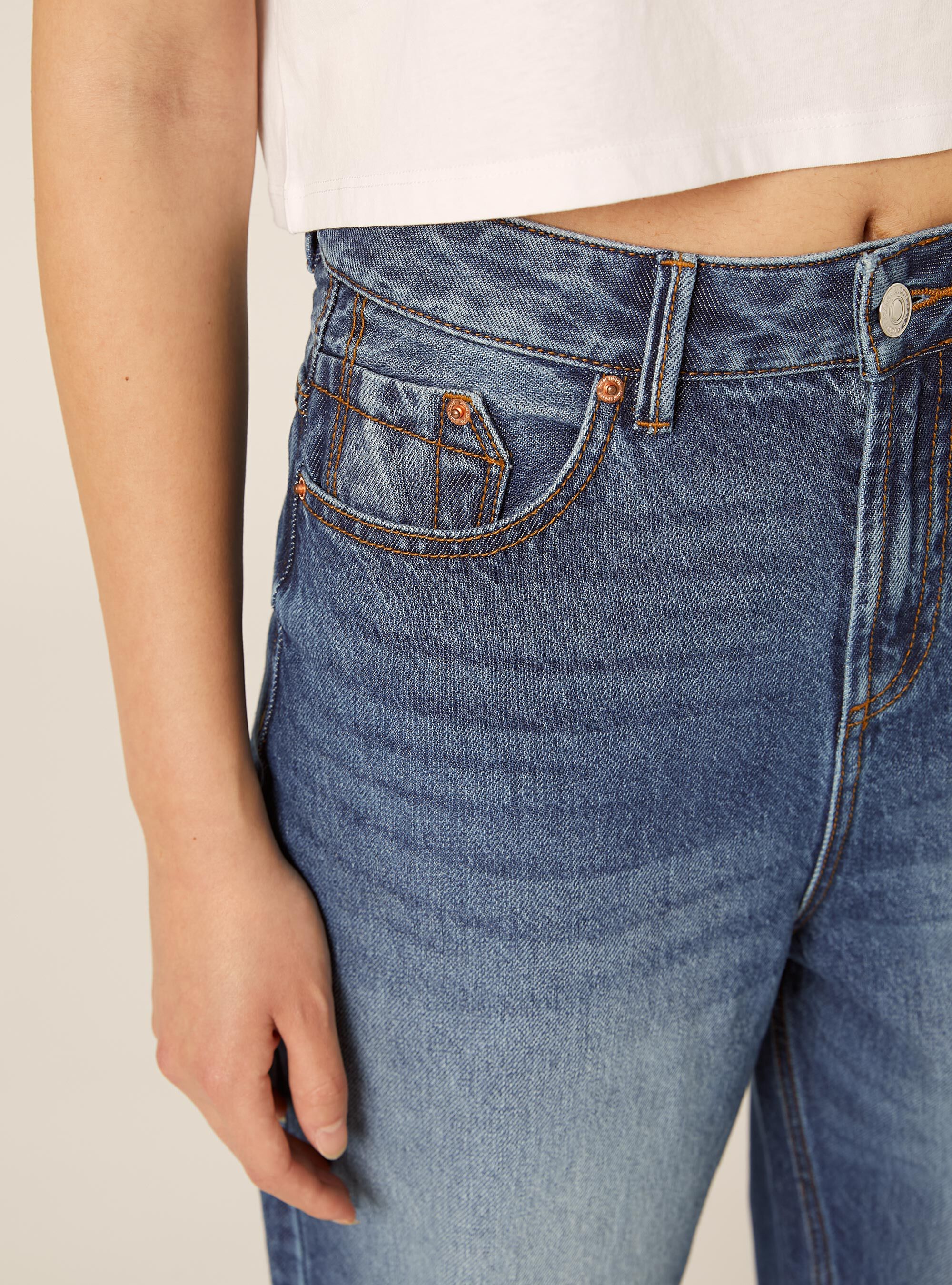 Jeans low wide, D003 MEDIUM BLUE