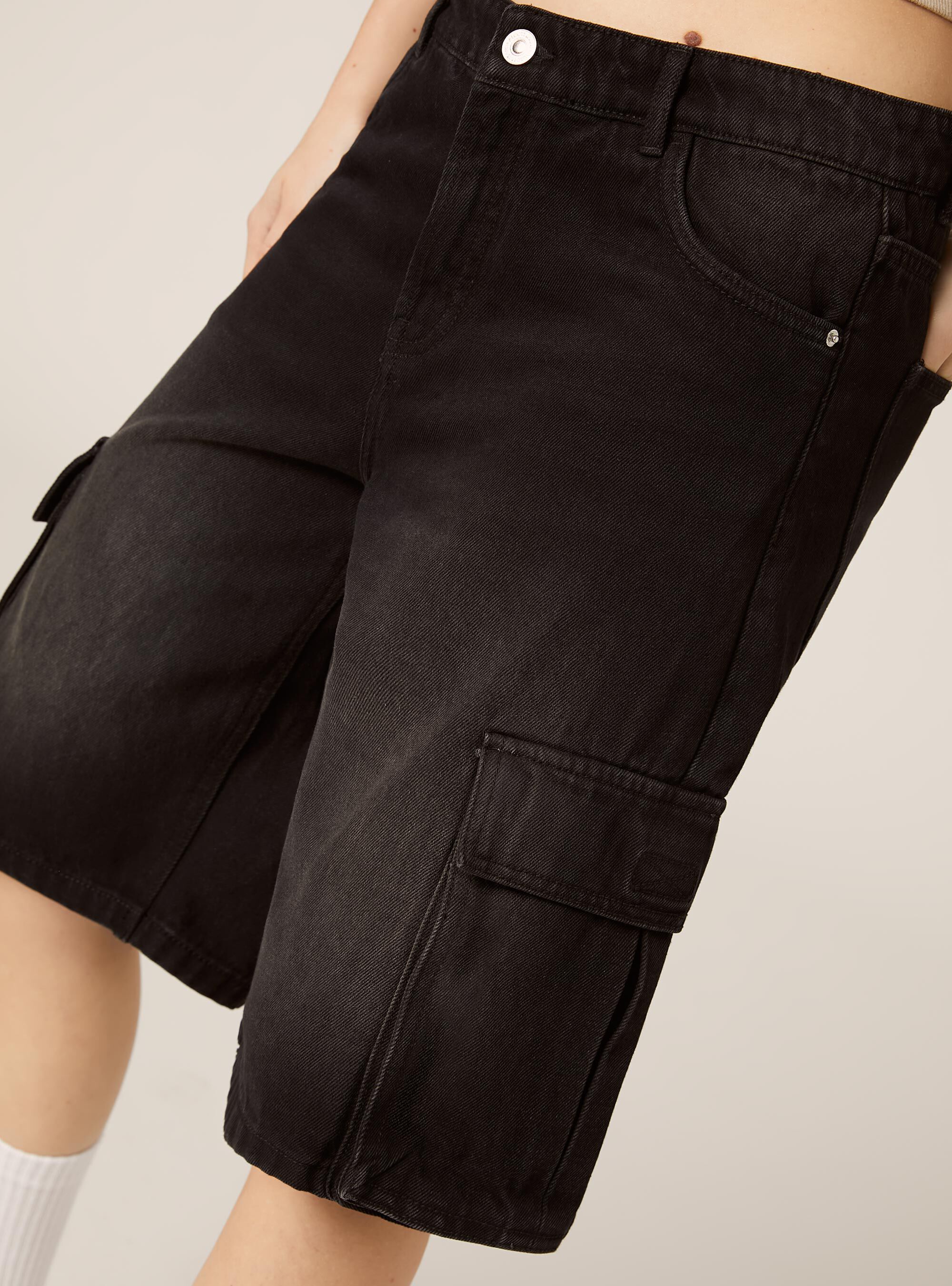 Bermudas cargo vaqueras, D000 BLACK