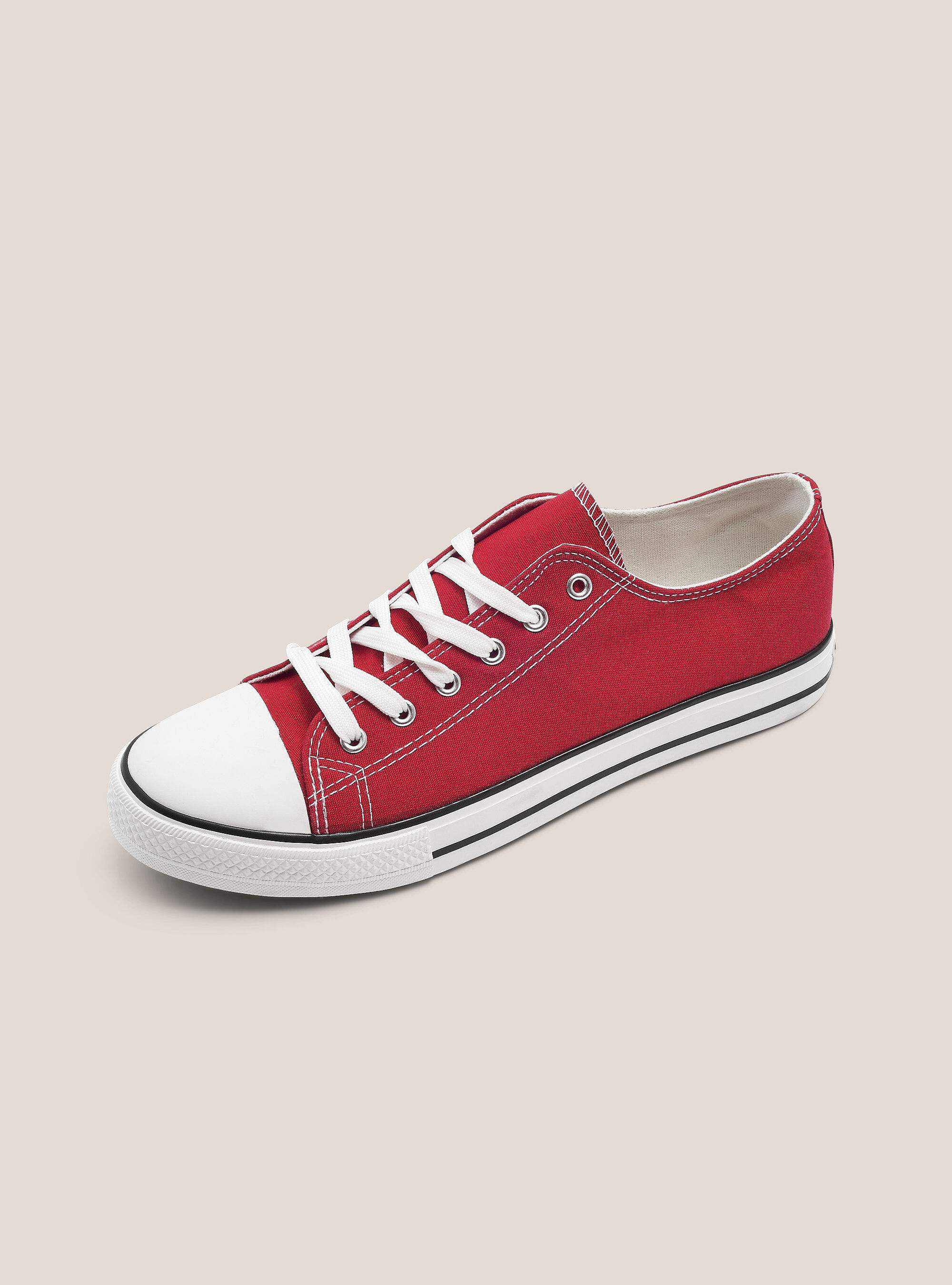 Low trainers in light fabric, RED