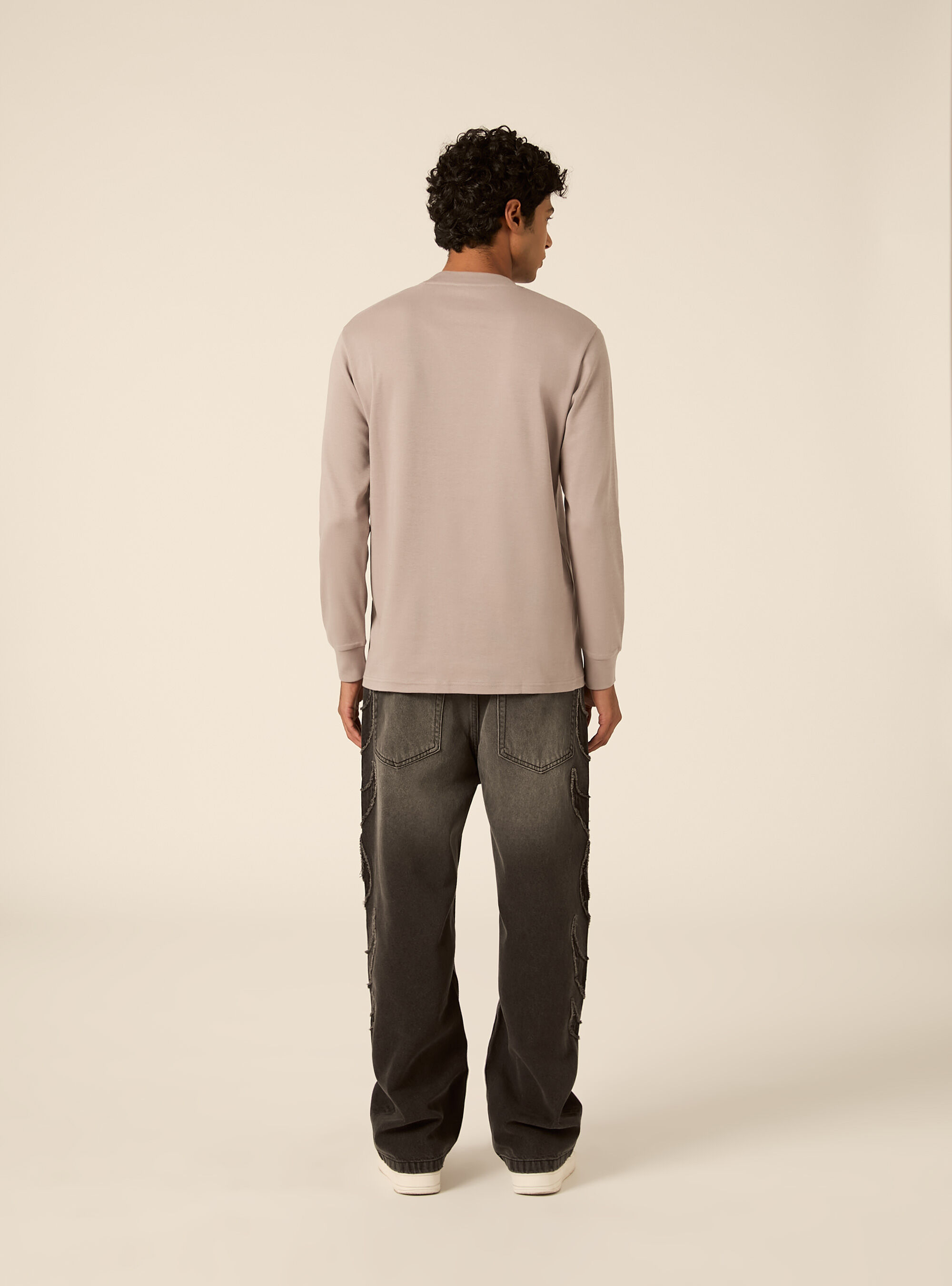 Maglia girocollo maniche lunghe interlock, GRIGIO MEDIO