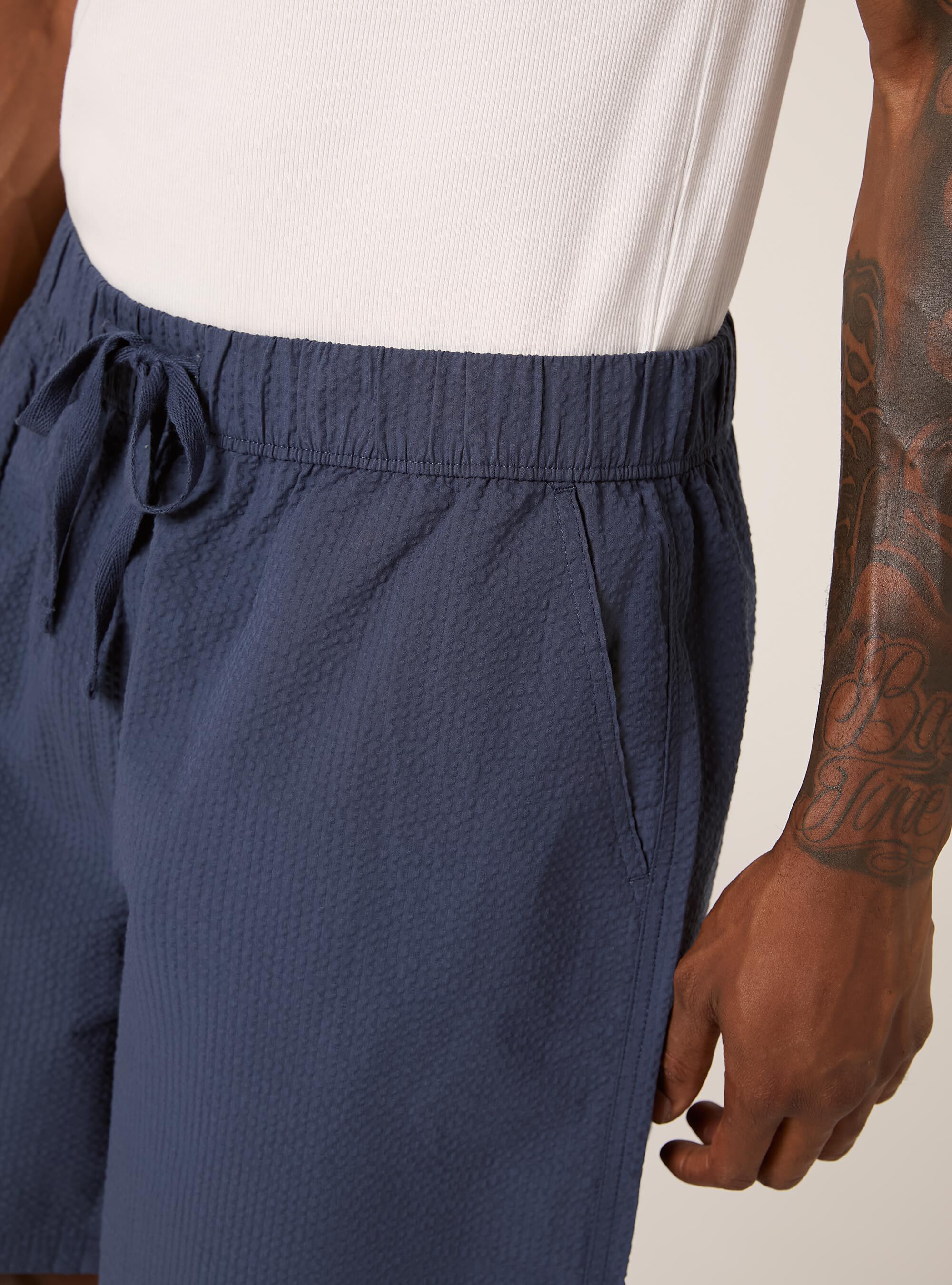 Seersucker Bermuda Shorts, BL3 BLUE LIGHT