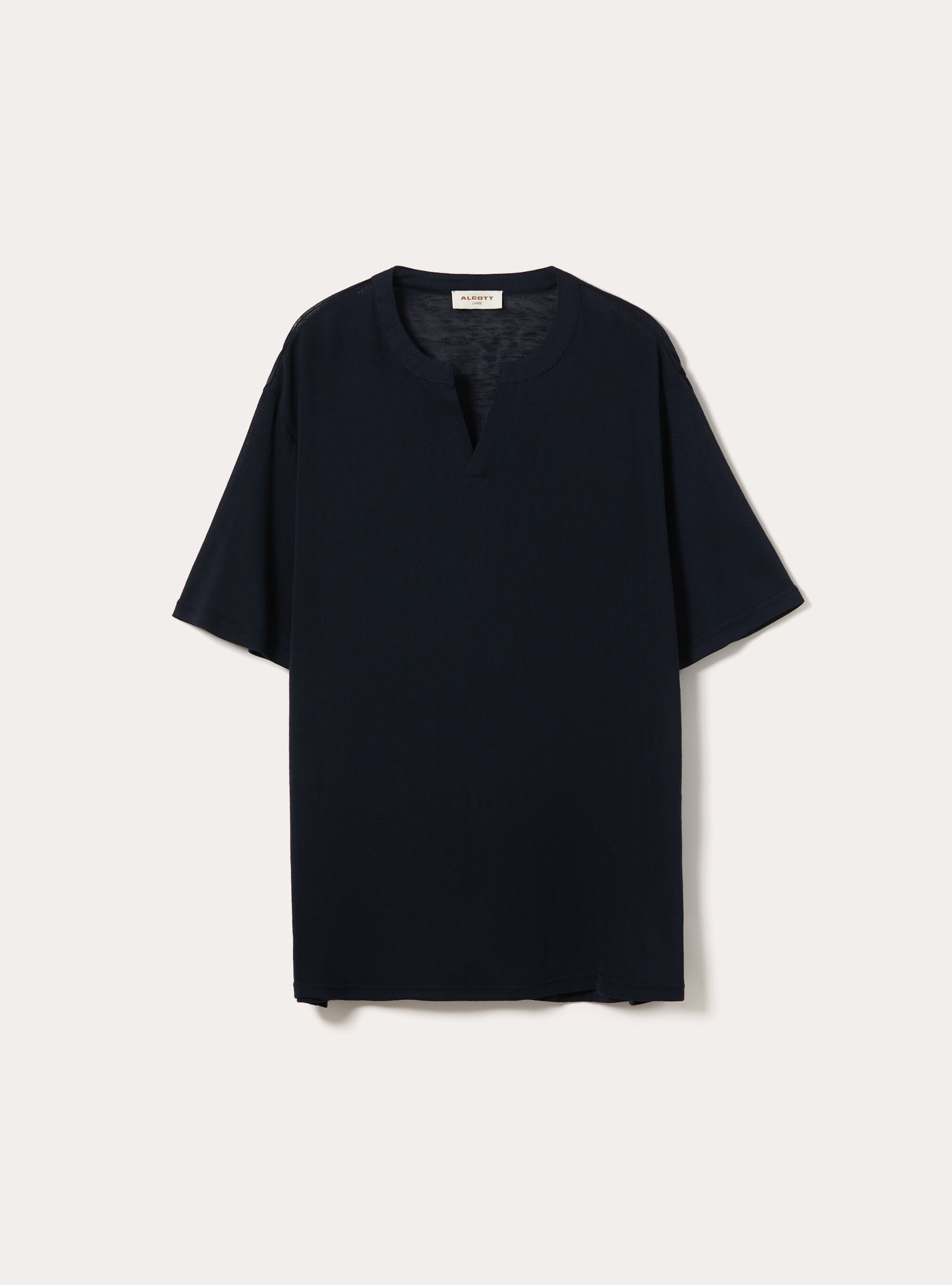 Maglietta serafino effetto lino, NA1 NAVY DARK