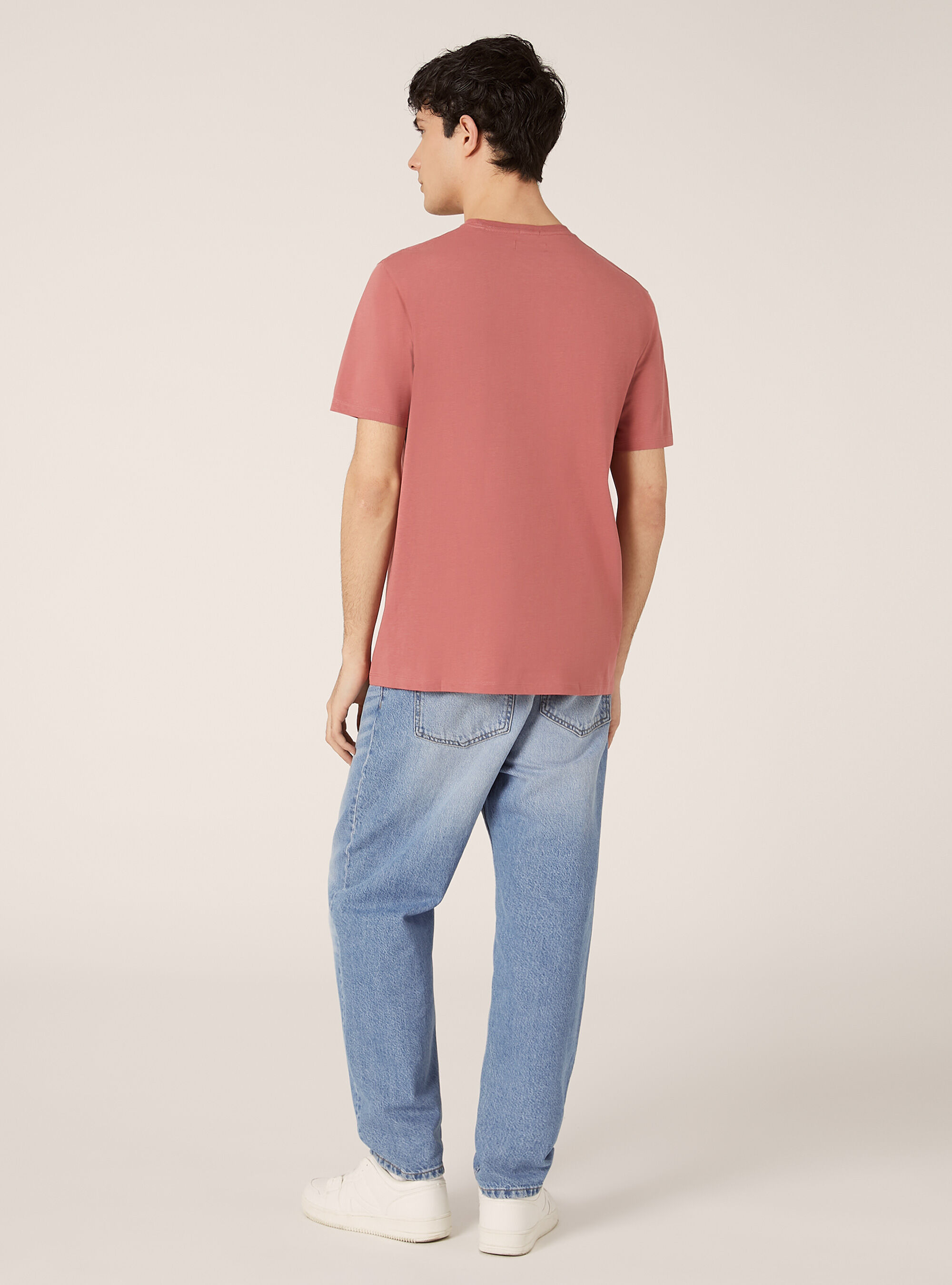 T-shirt en coton &agrave; col ras du cou, PK1 PINK DARK