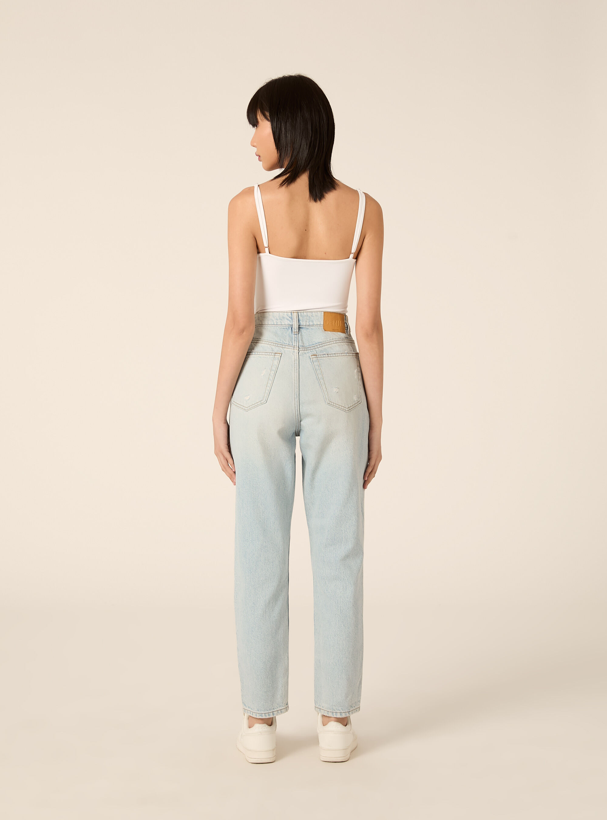 Mom fit jeans with rips, D007 LIGHT AZURE