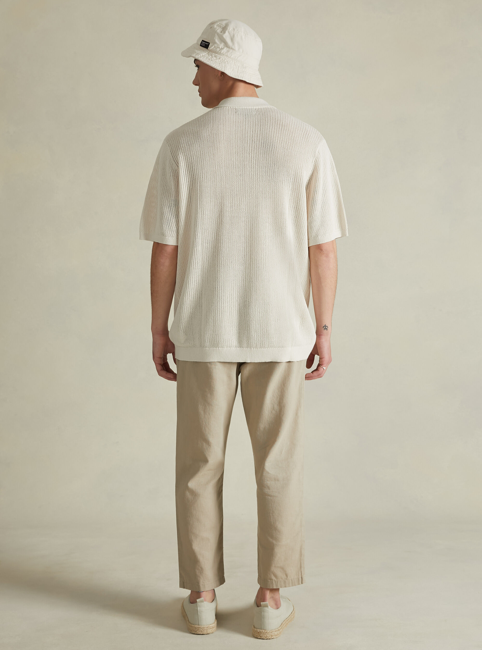 Openwork pullover with polo neck, WH2 WHITE