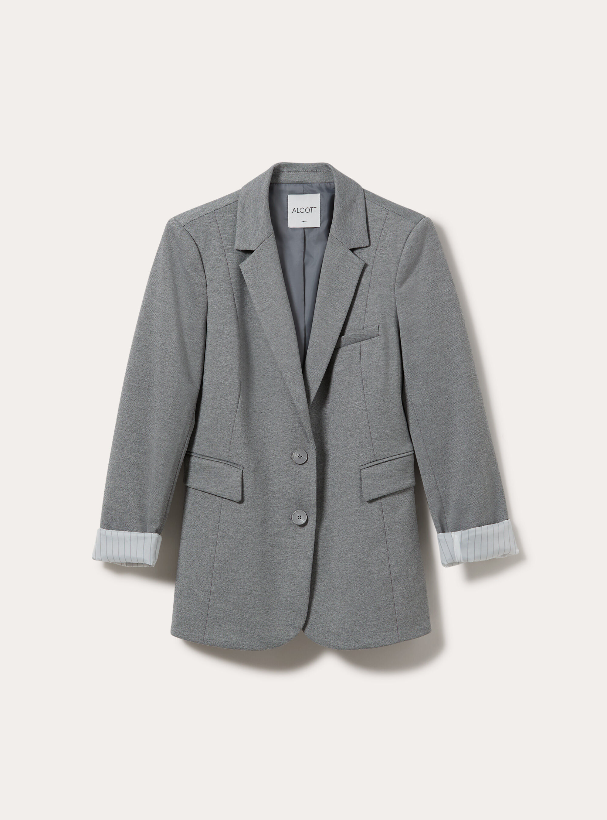Blazer droit structure a revers, MGY1 GREY MEL DARK