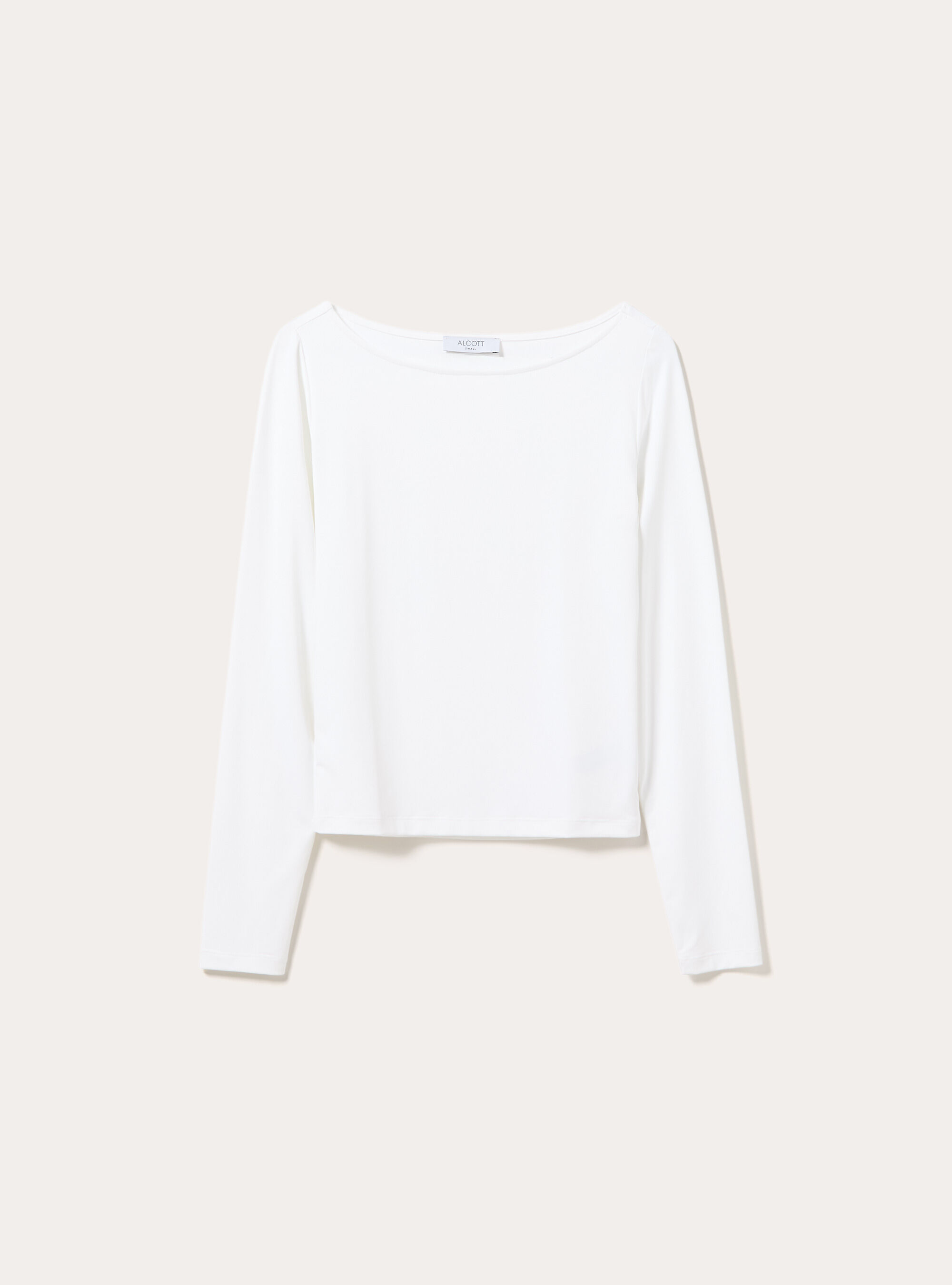 Long sleeve t-shirt with boat neckline, WH2 WHITE