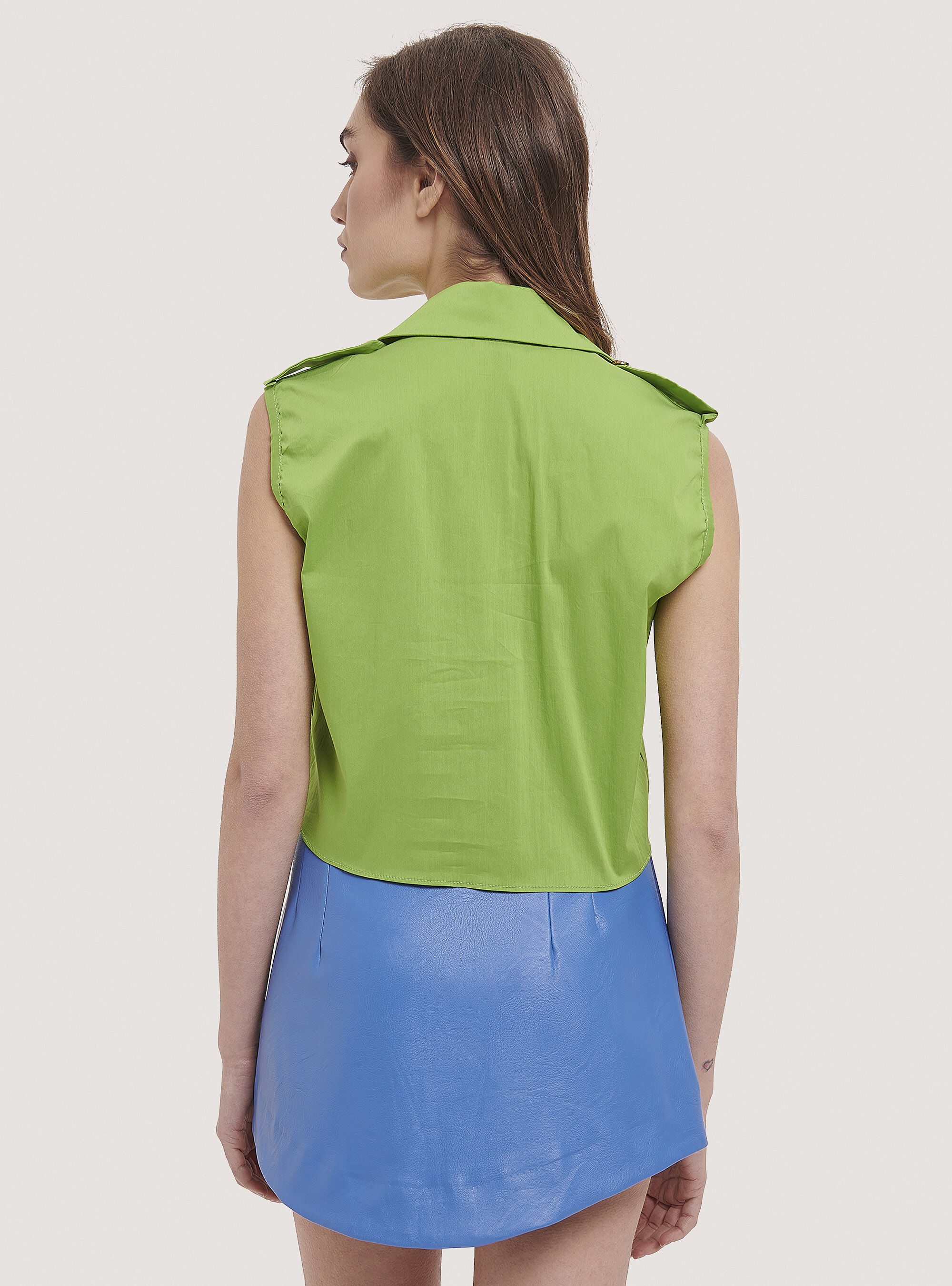 Camisa sin mangas con nudo, C7752 LIME