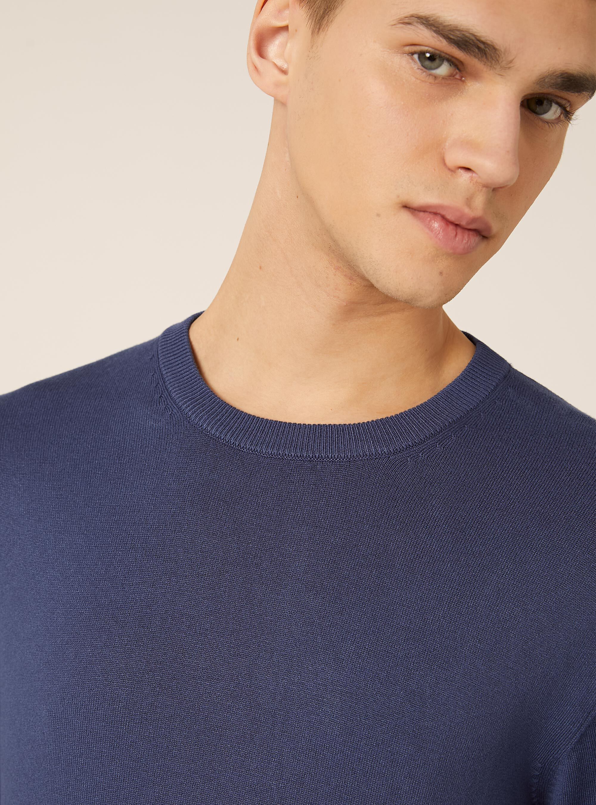 Pullover girocollo in viscosa sostenibile Ecovero, BL3 BLUE LIGHT