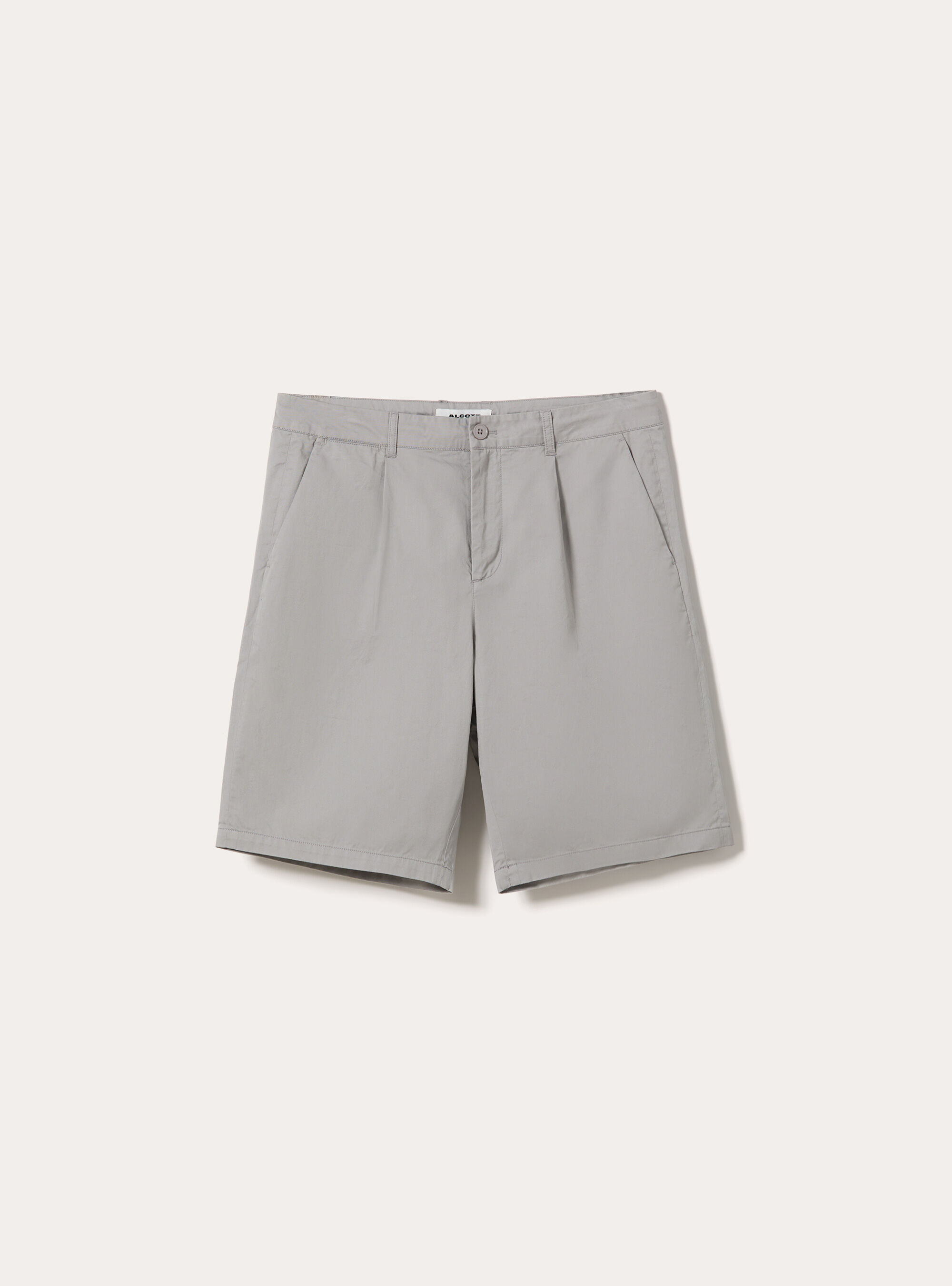 Regular Fit Pleated Chino Bermuda Shorts, GY3 GREY LIGHT