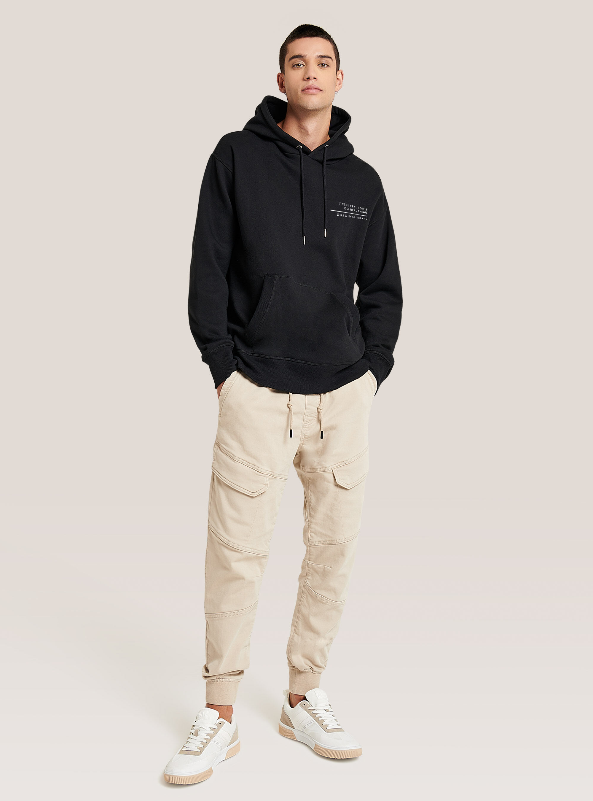 Sudadera de algod&oacute;n de gran tama&ntilde;o, NEGRO