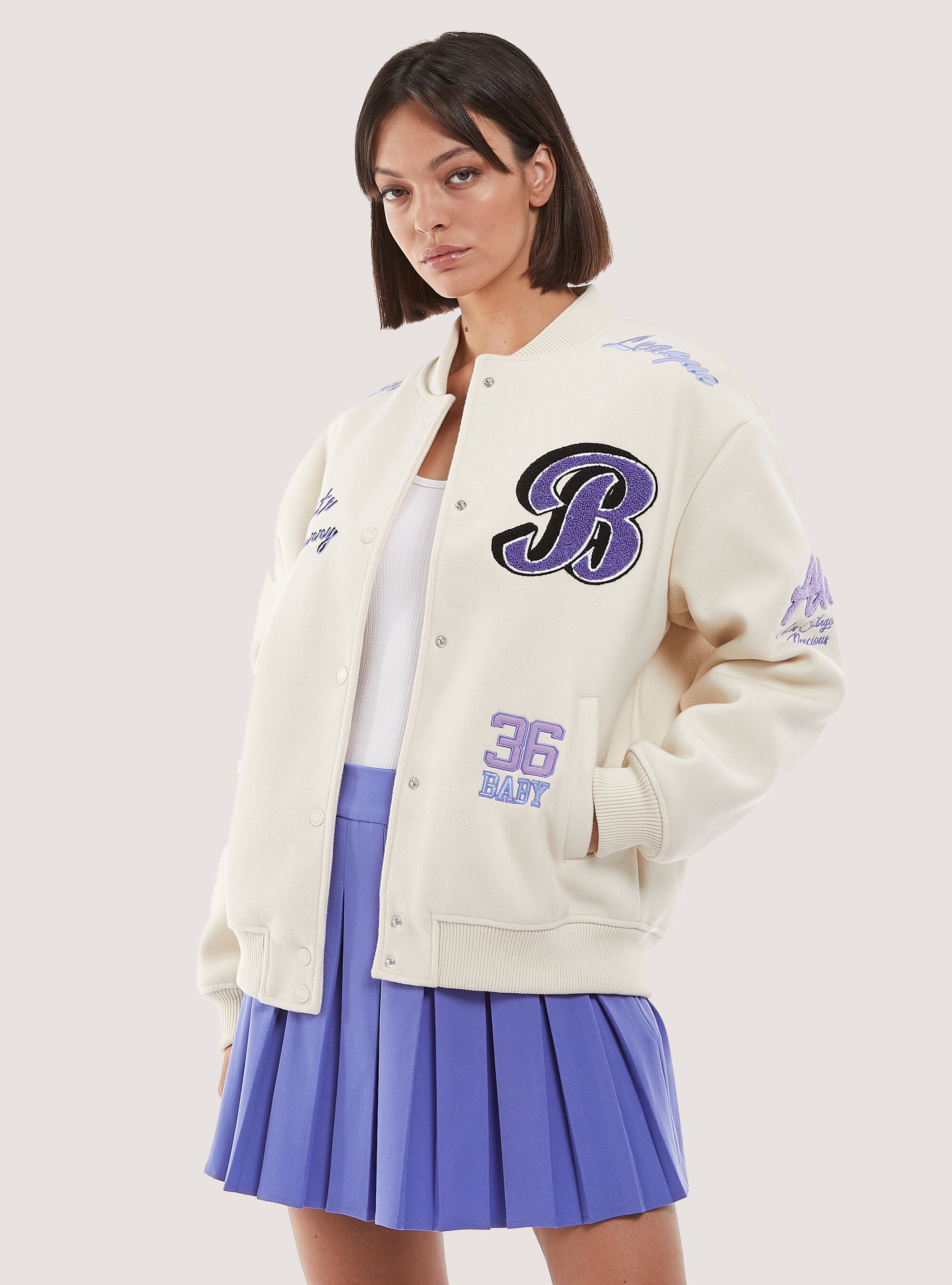 White Bunny bomber jacket with patch, RABBIT
