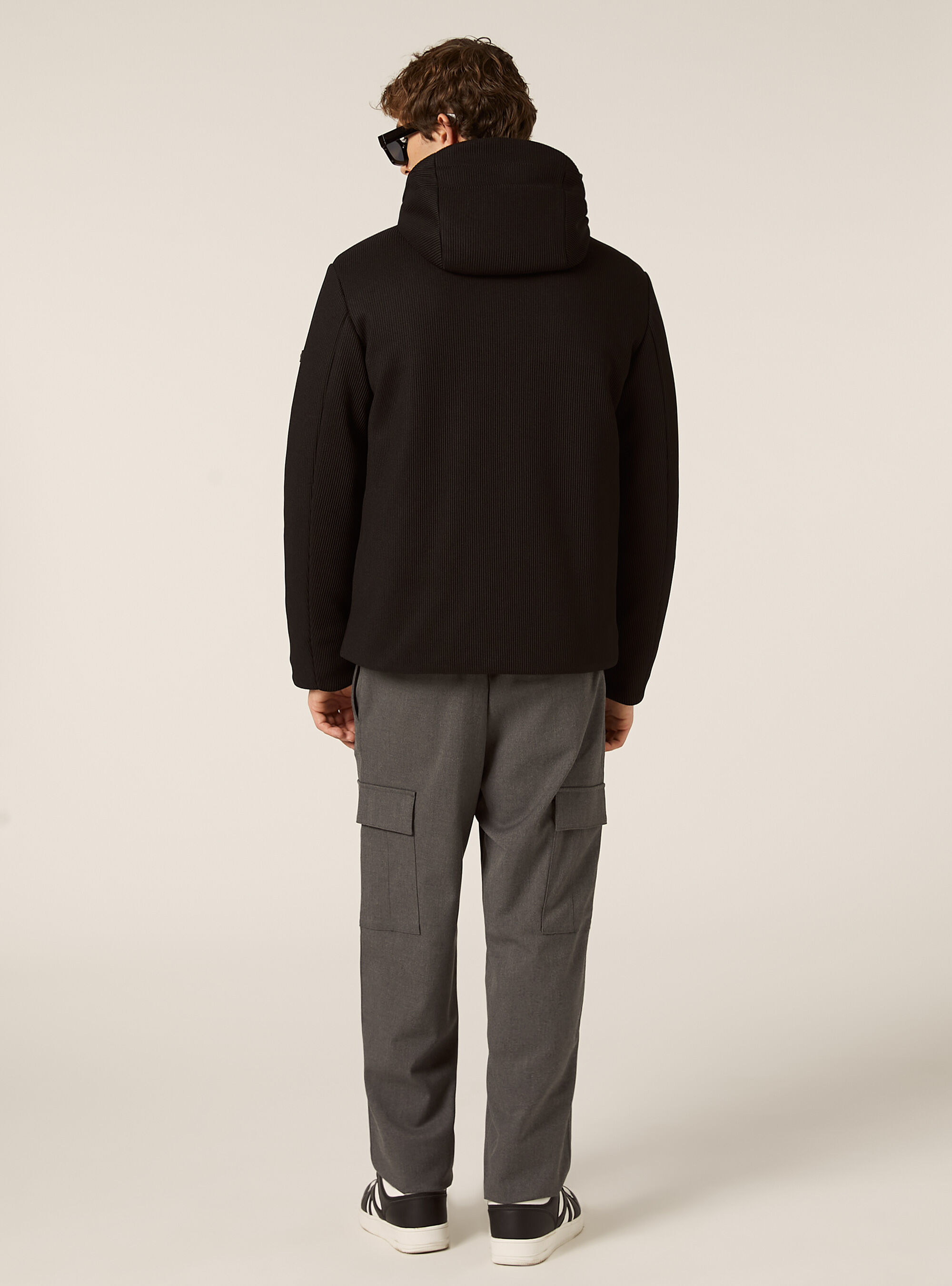 Veste matelass&eacute;e &agrave; cotes anglaises, BK1 BLACK