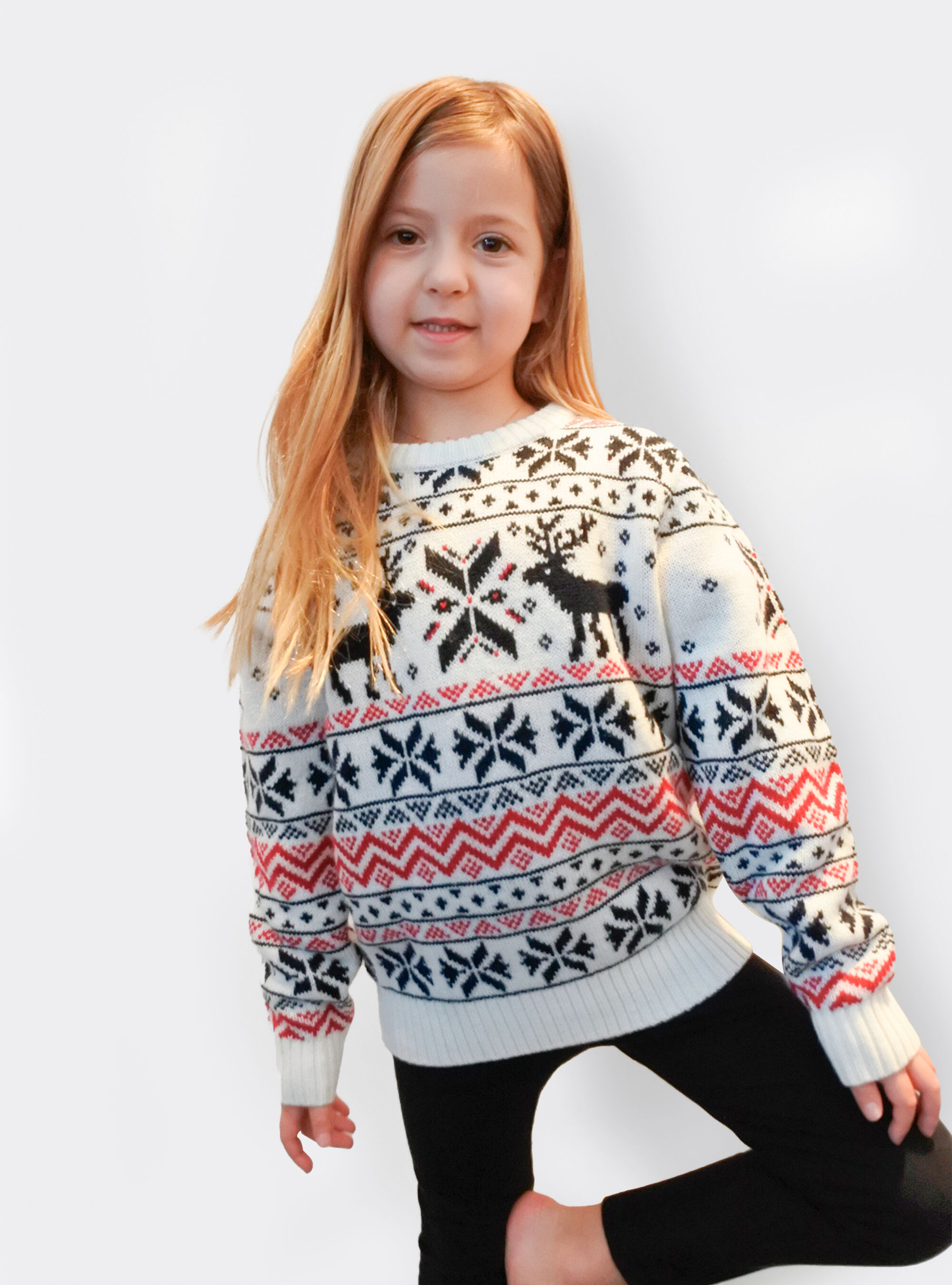 Mixed wool Christmas pullover for kid, BLUE NAVY