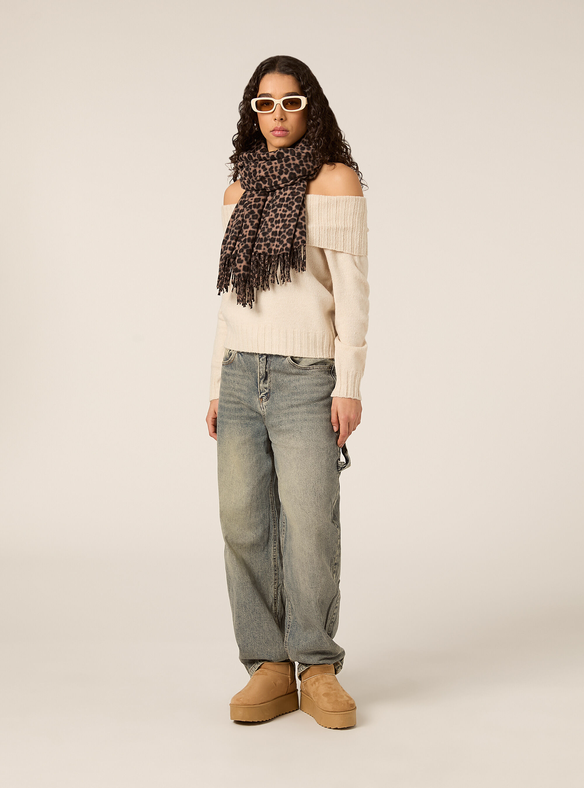 Maglia con spalle scoperte bardot, CR2 CREAM MEDIUM