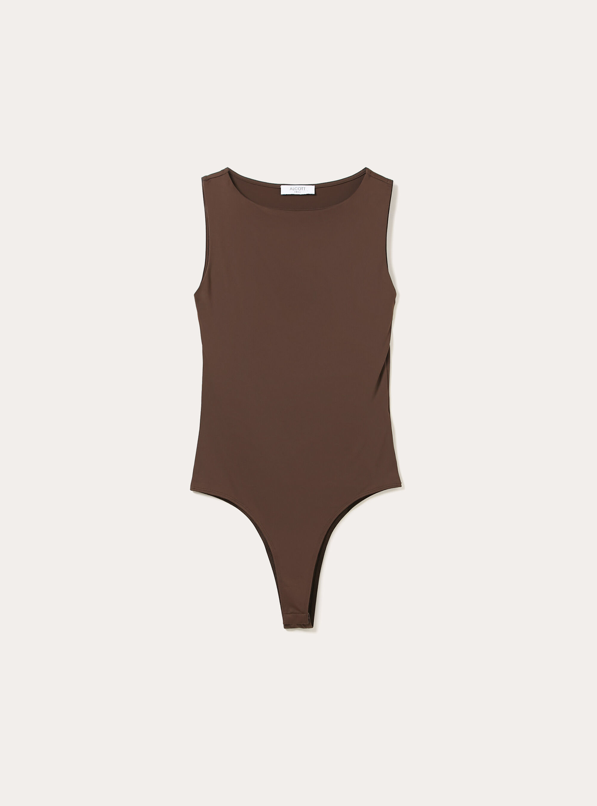Body con scollo a barchetta, BR2 BROWN MEDIUM