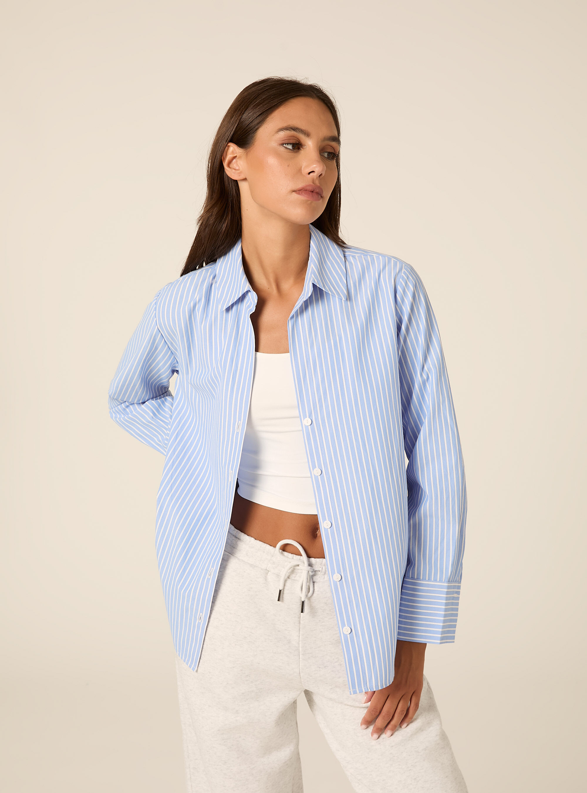 Camicia in popeline a righe