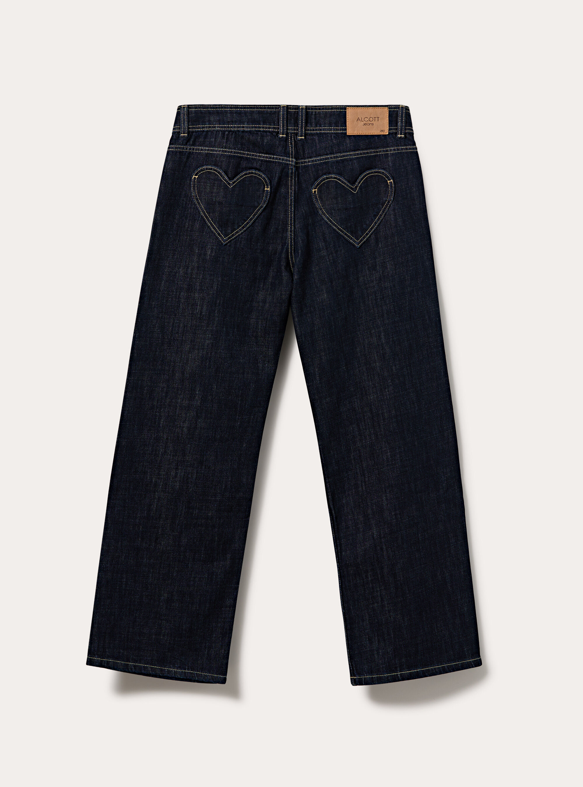 Jeans baggy con tasche a cuori, D001 DEEP BLUE