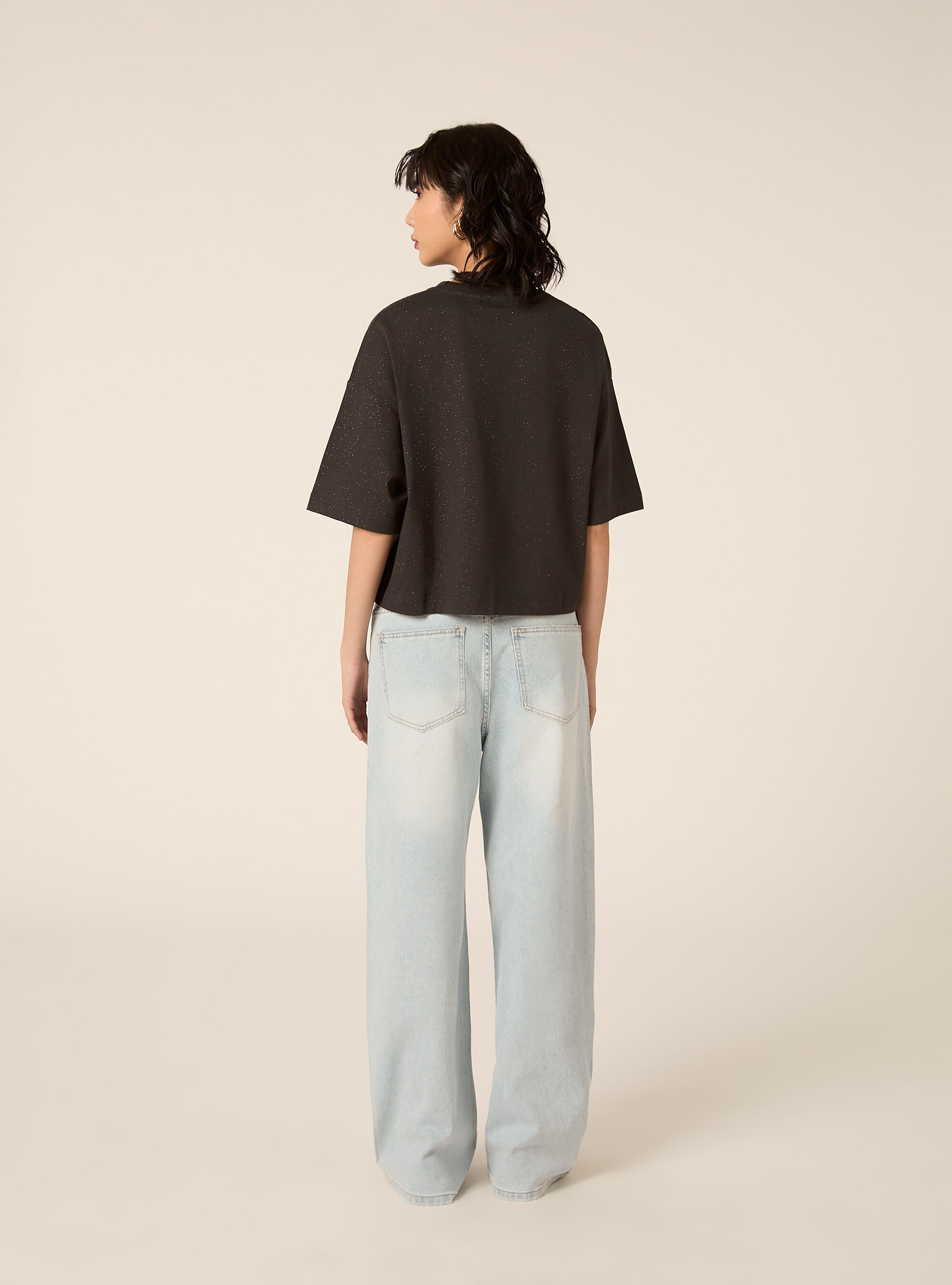 T-shirt over con glitter, GY1 GREY DARK