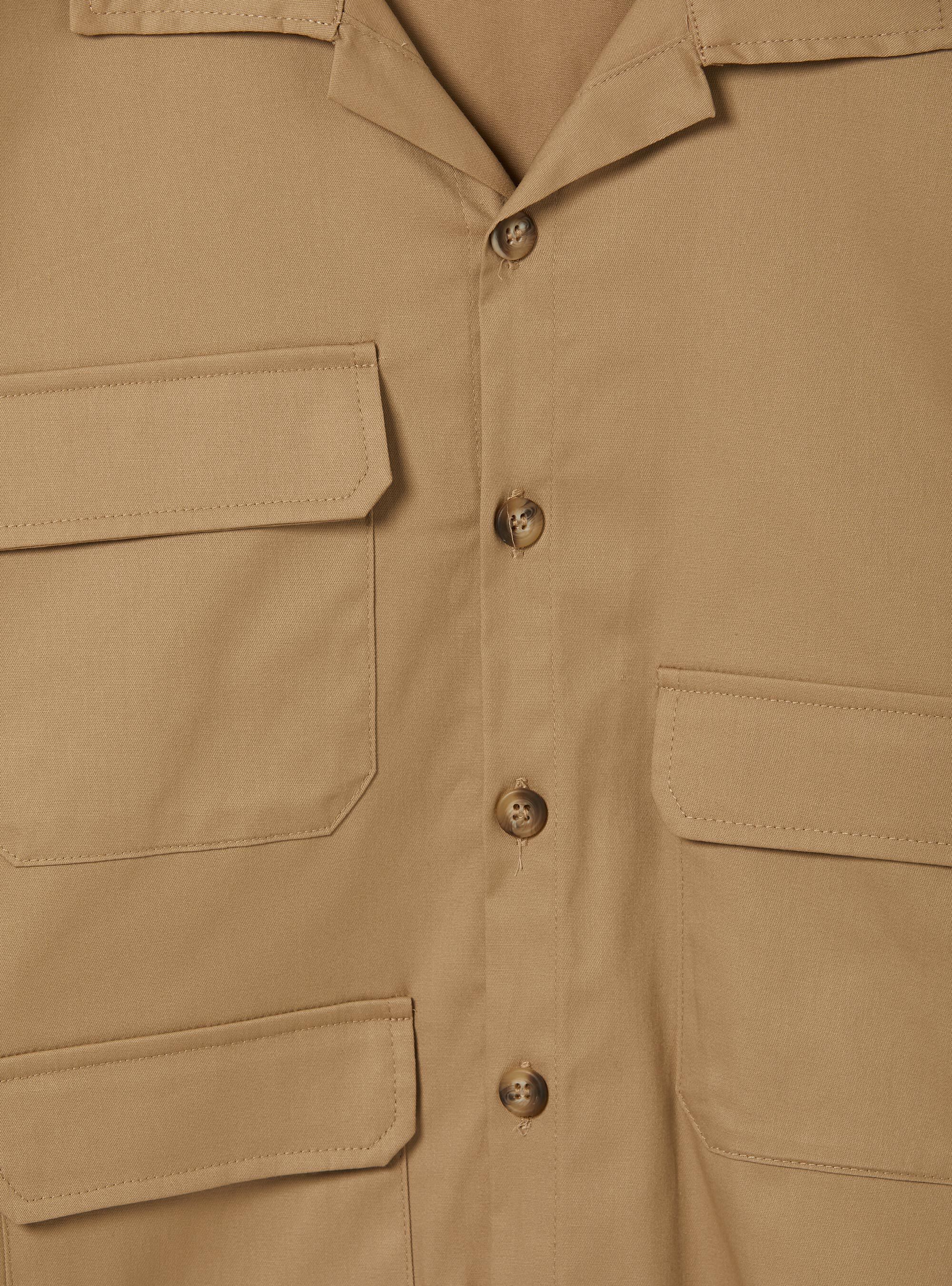 Cotton shirt with large pockets, BG2 BEIGE MEDIUM