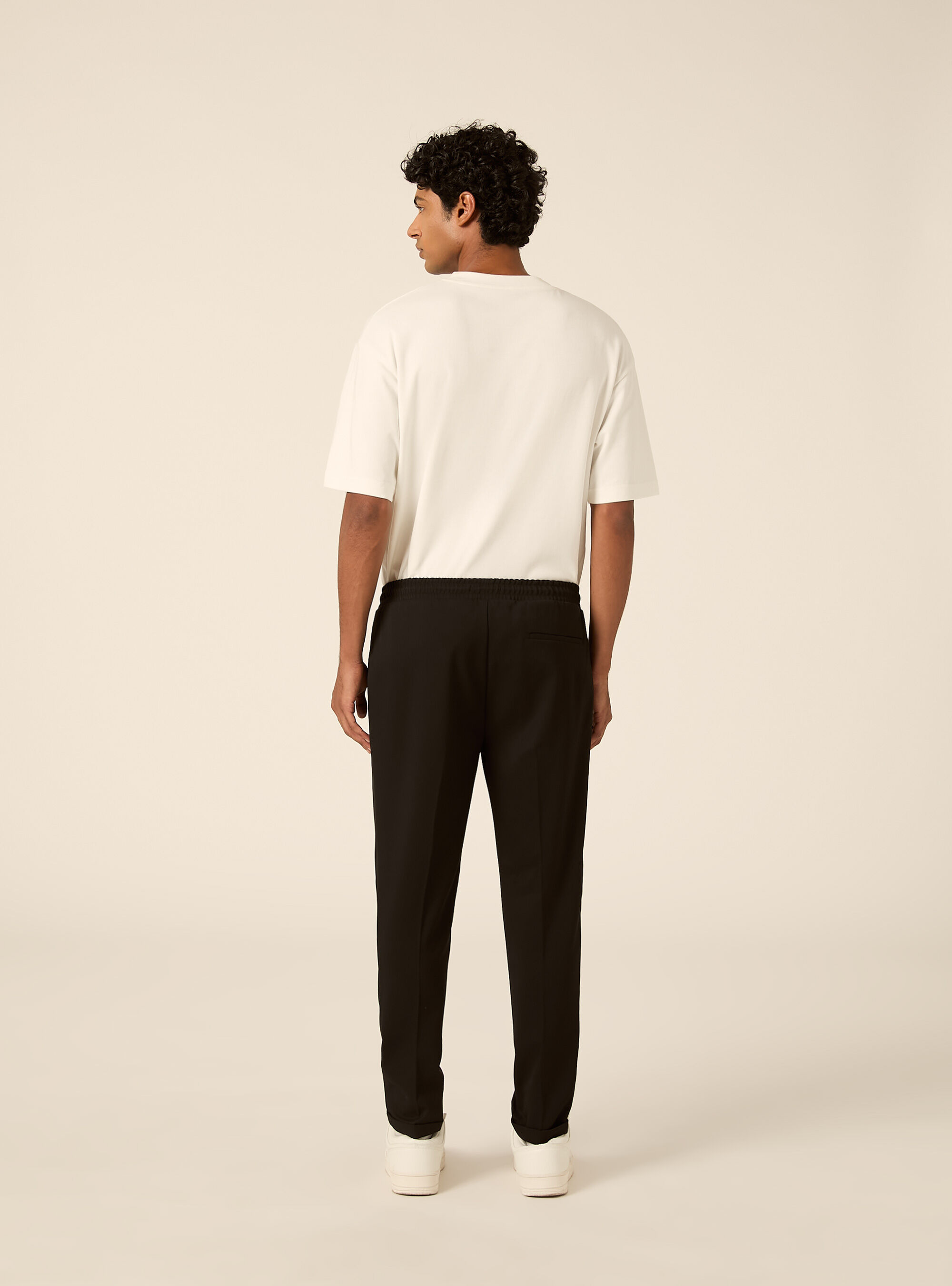 Pantalon jogging en twill avec pinces, BK1 BLACK