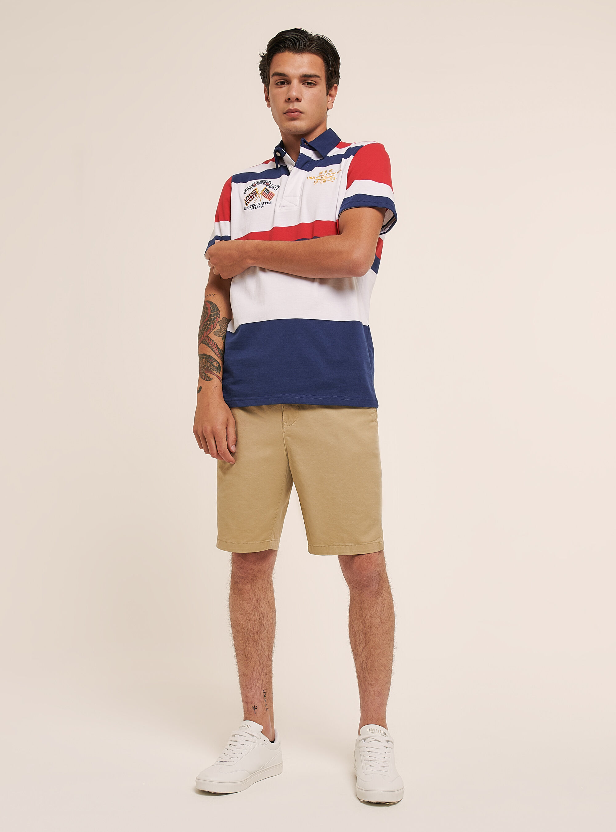 Polo ray&eacute; multi-couleurs avec broderie, STRIPES